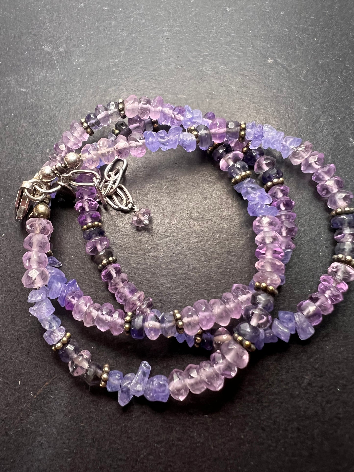 Sajen designer amethyst multi stone sterling silver necklace