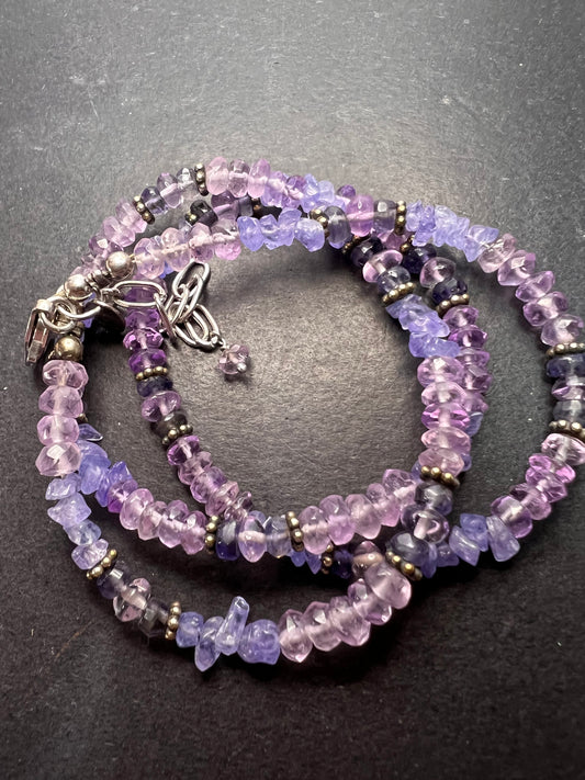 Sajen designer amethyst multi stone sterling silver necklace