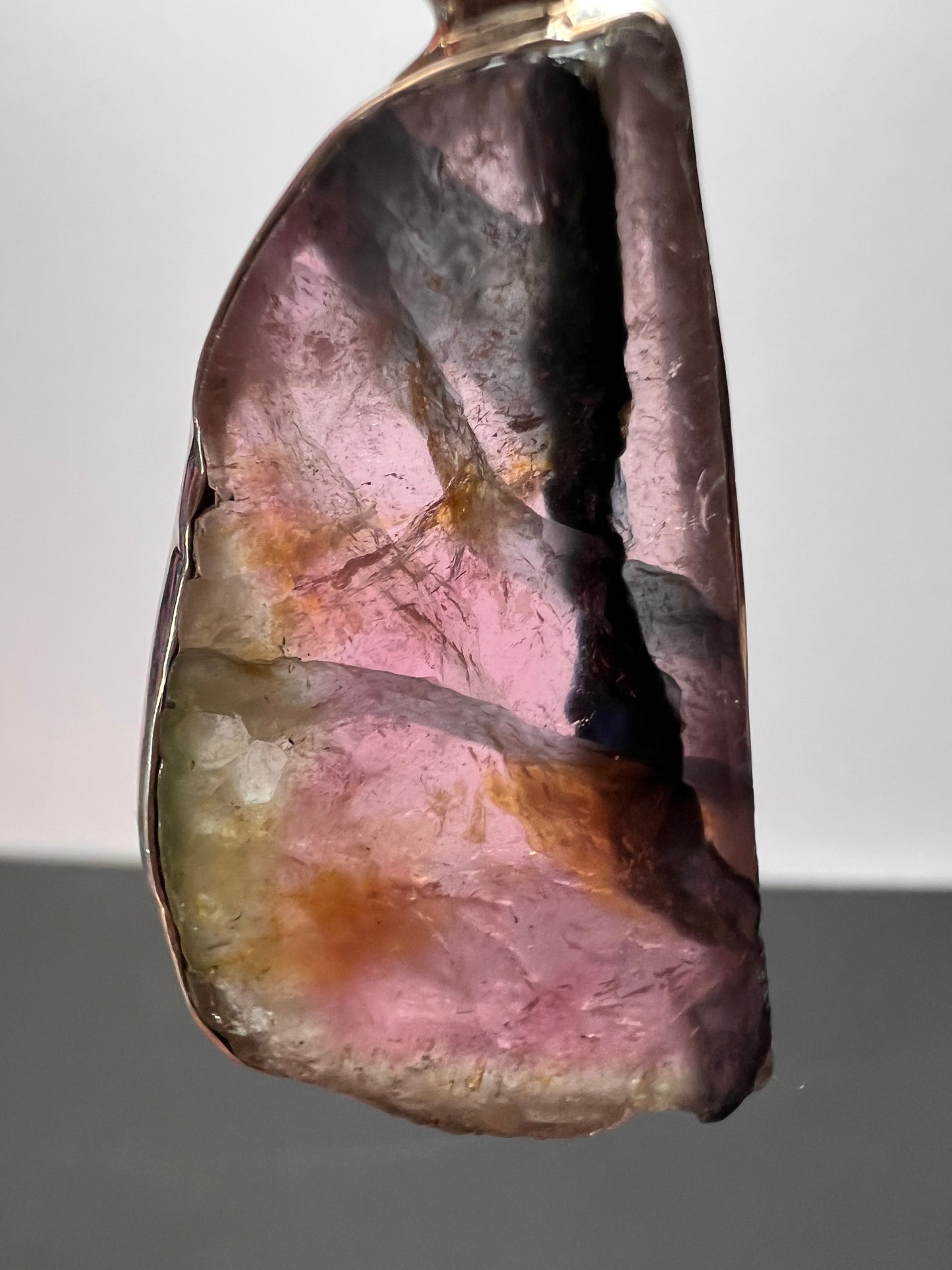 NEW Watermelon multi tourmaline sterling silver pendant 7.91 grams