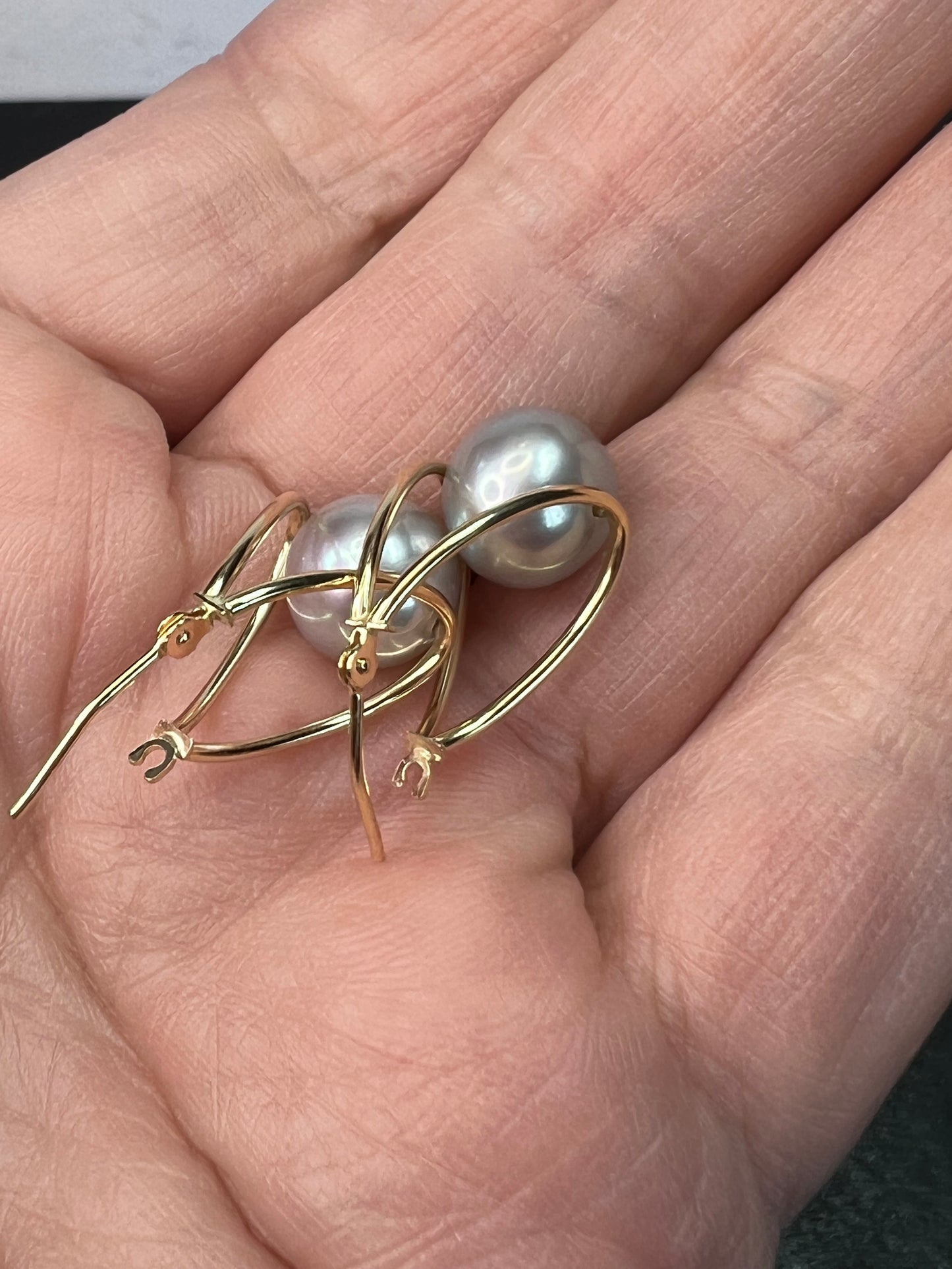 14k yellow gold cultured pearl earrings
