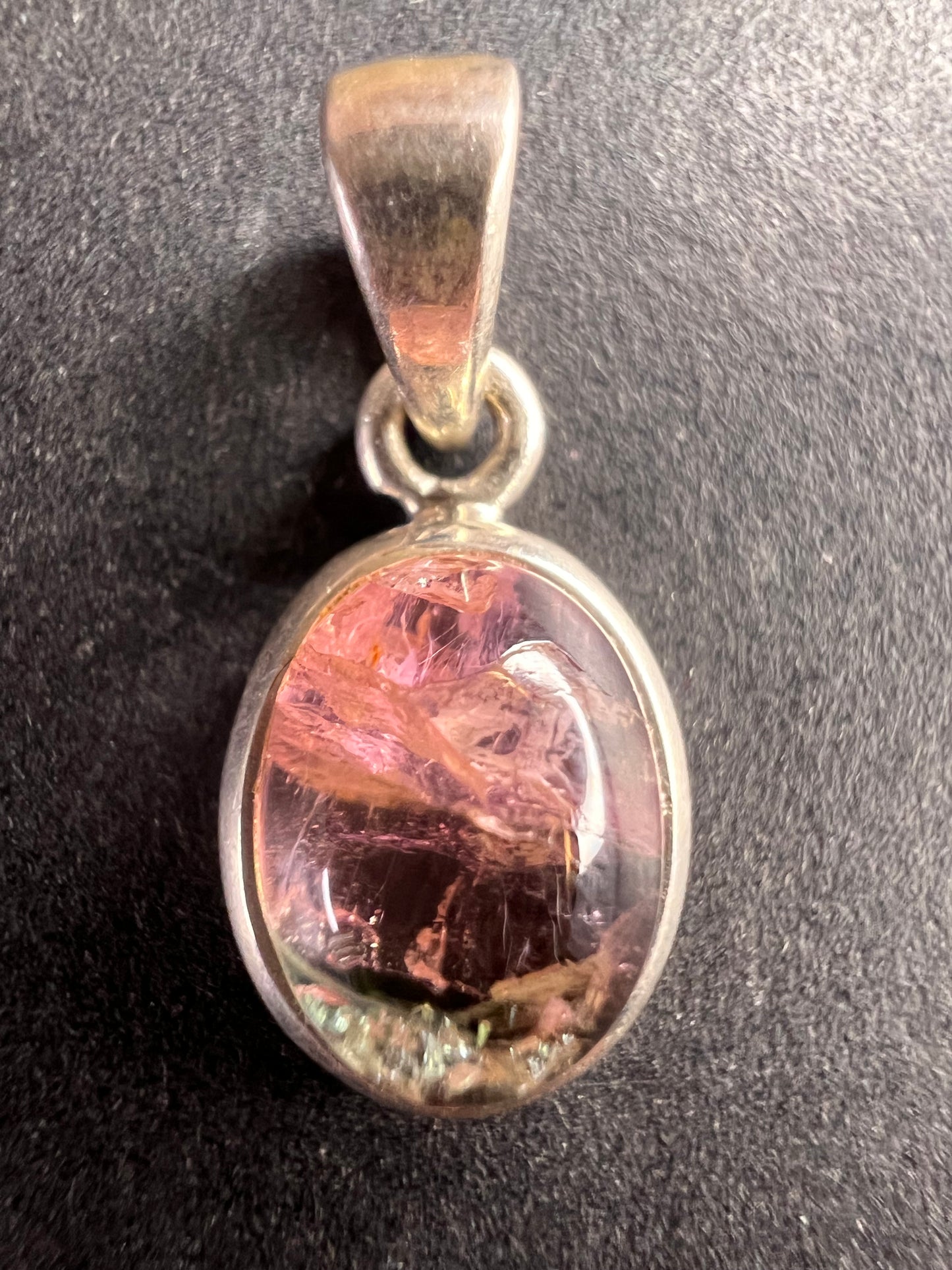 NEW Pink, lilac, blue tri tourmaline sterling silver pendant 1.79 grams