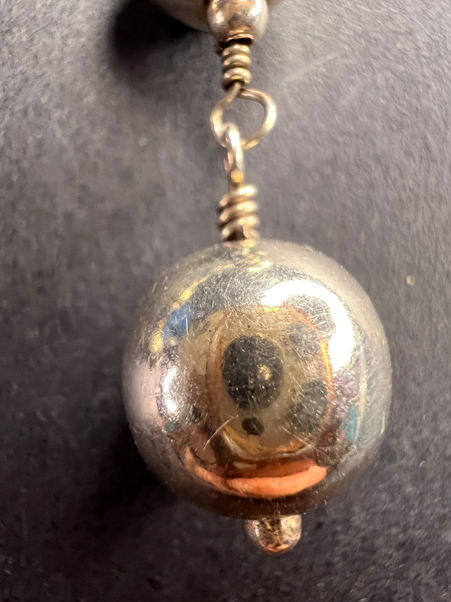 Vintage sterling silver graduated ball dangling earrings