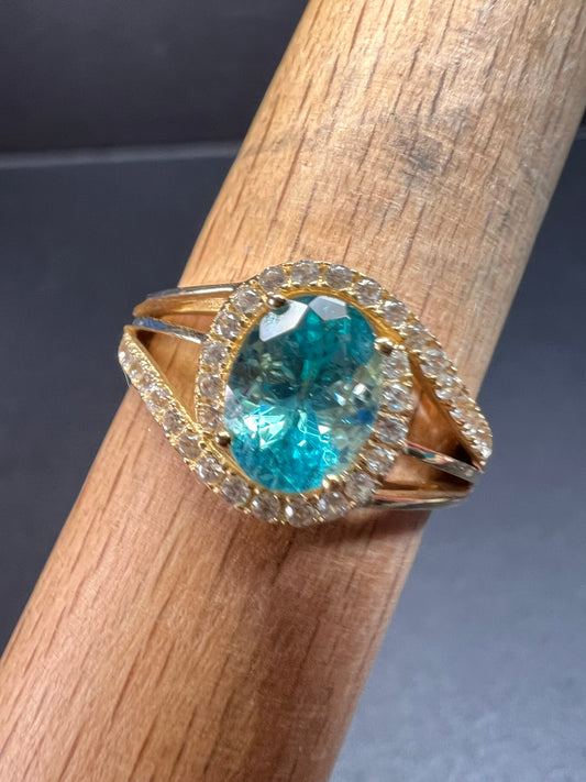 14k gold Paraiba apatite ring size 9