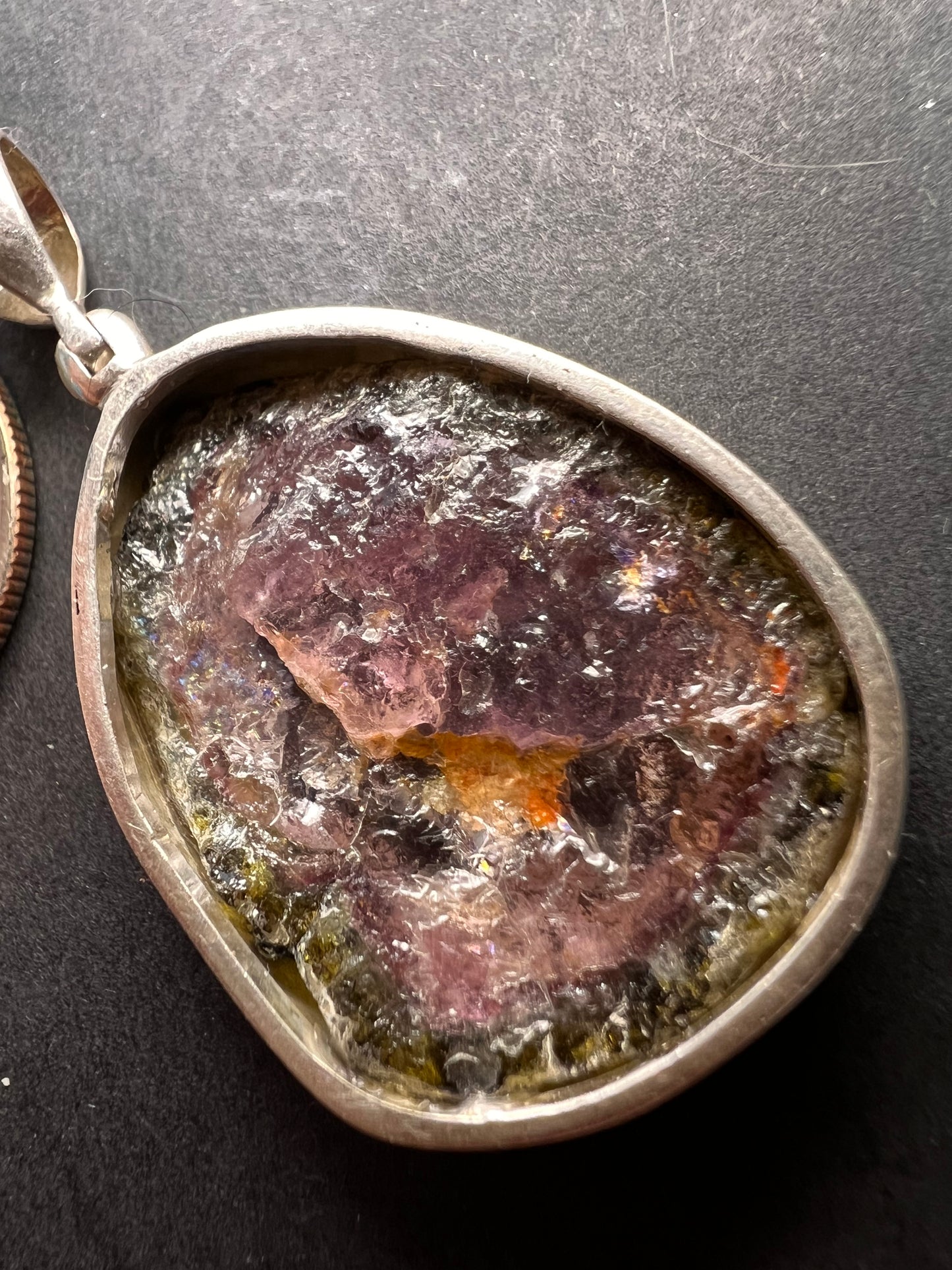 NEW Watermelon tourmaline sterling silver pendant 8.16 grams