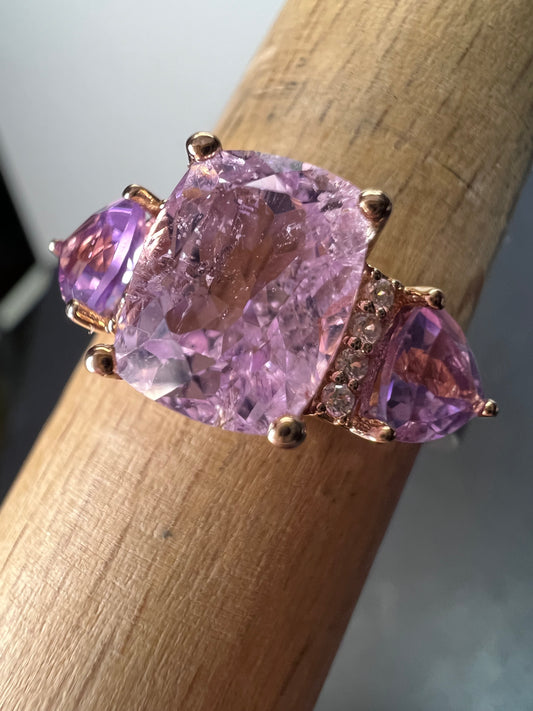 Kunzite and amethyst ring size 9