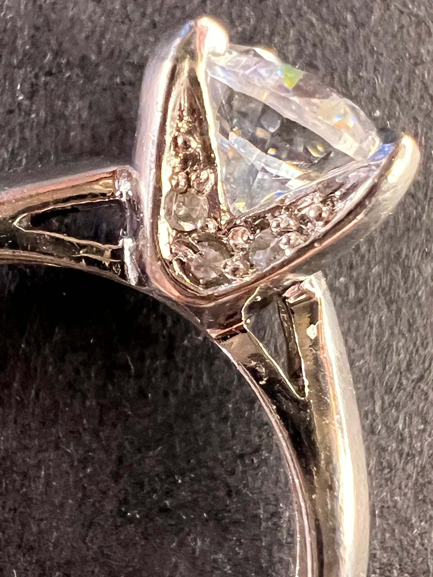 Vintage CZ solitaire sterling silver ring size 7