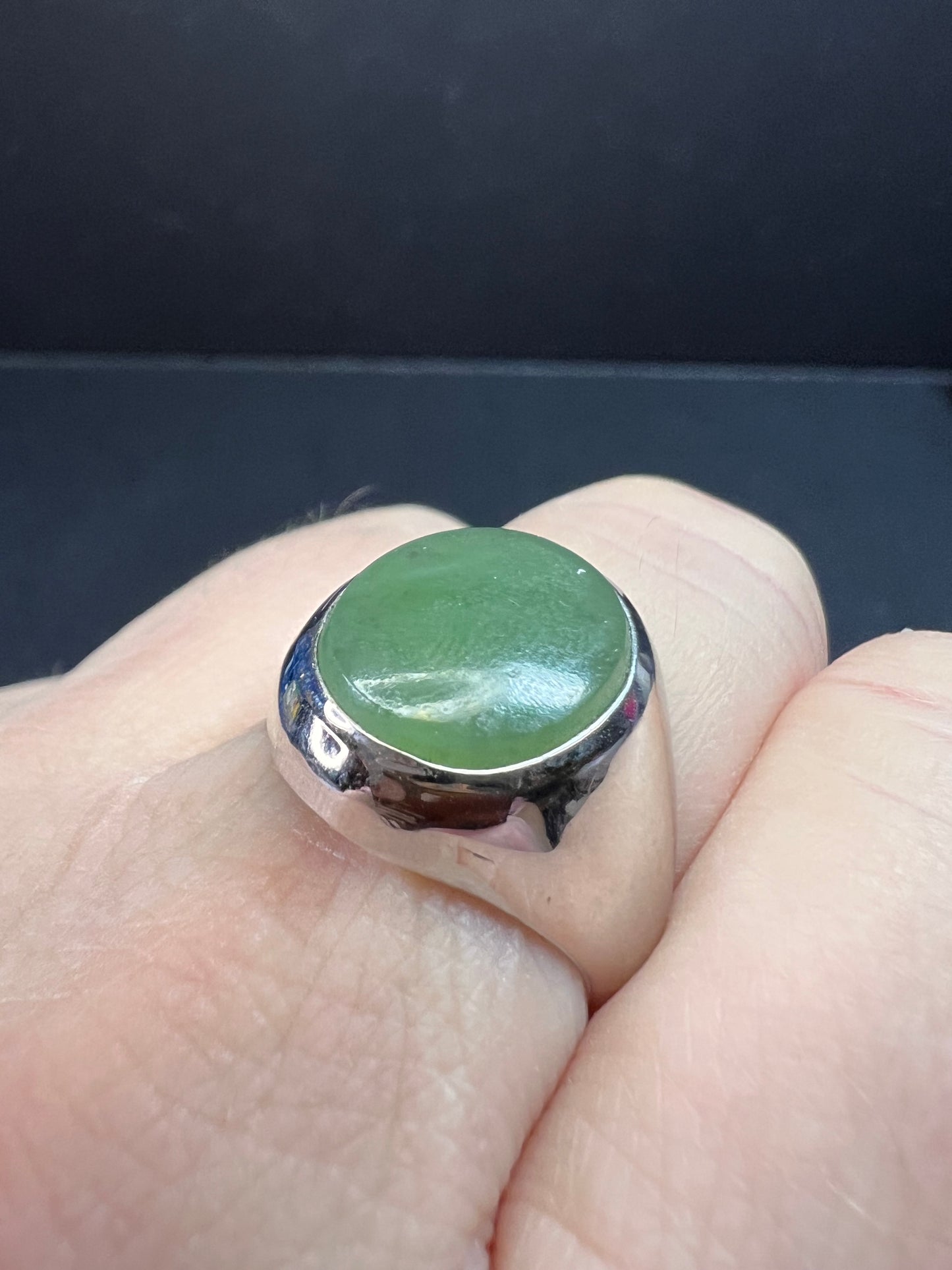 Vintage jade Pa Ha Co sterling silver ring size 8