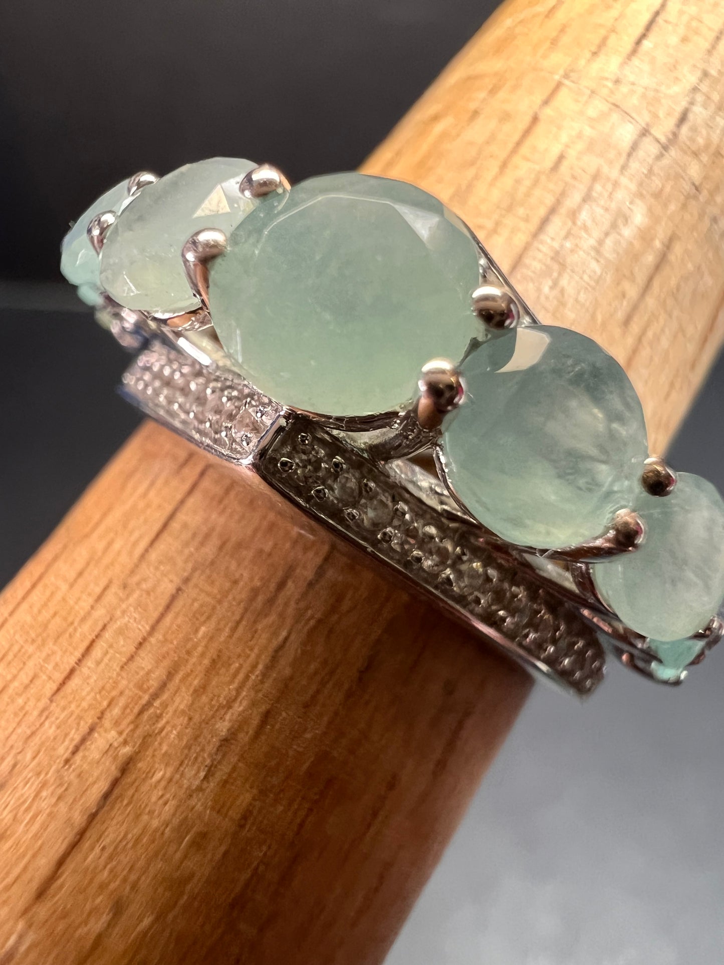 NEW Grandidierite and zircon sterling silver ring size 8