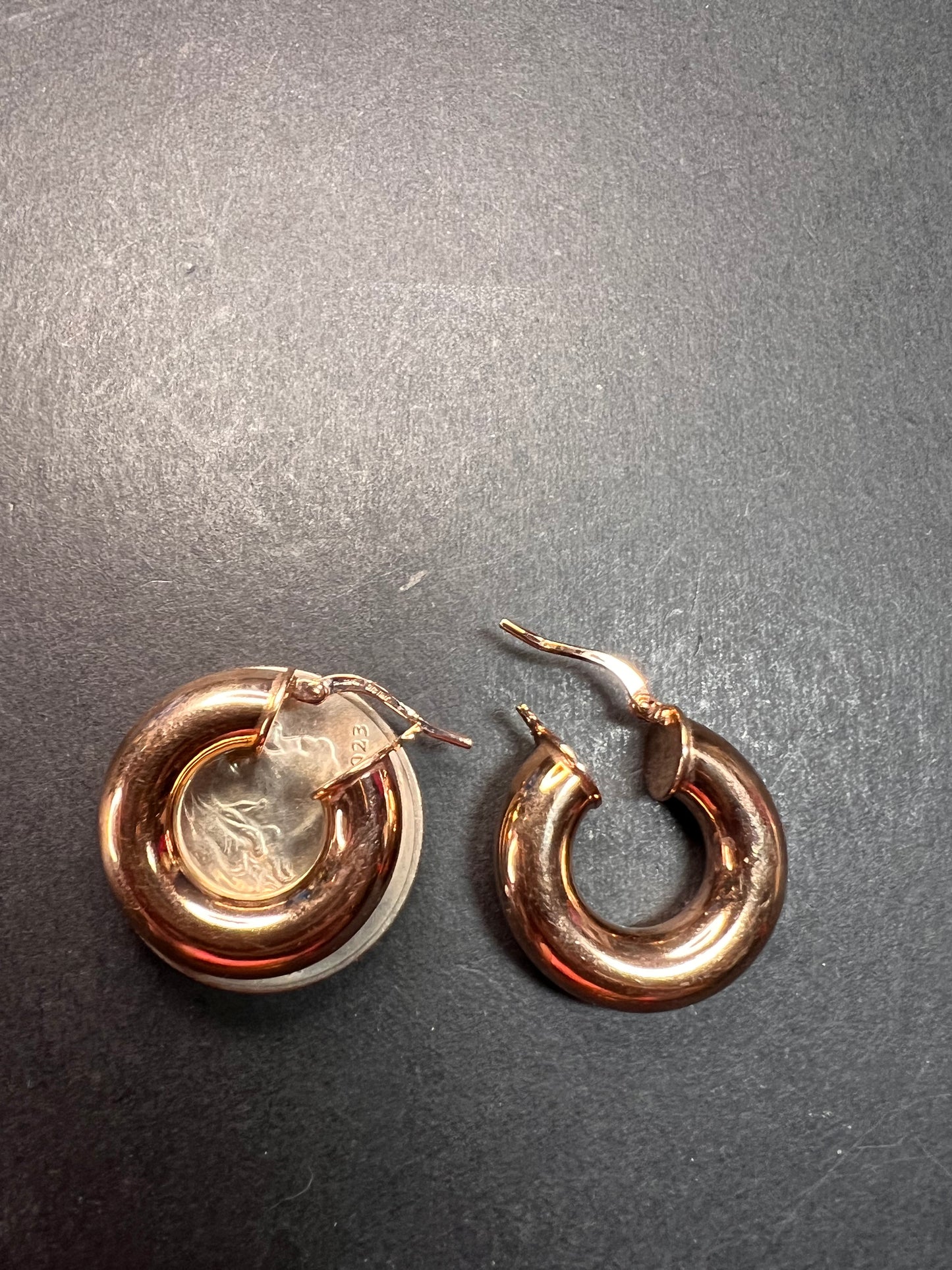 Rose gold over bronze hoop earrings