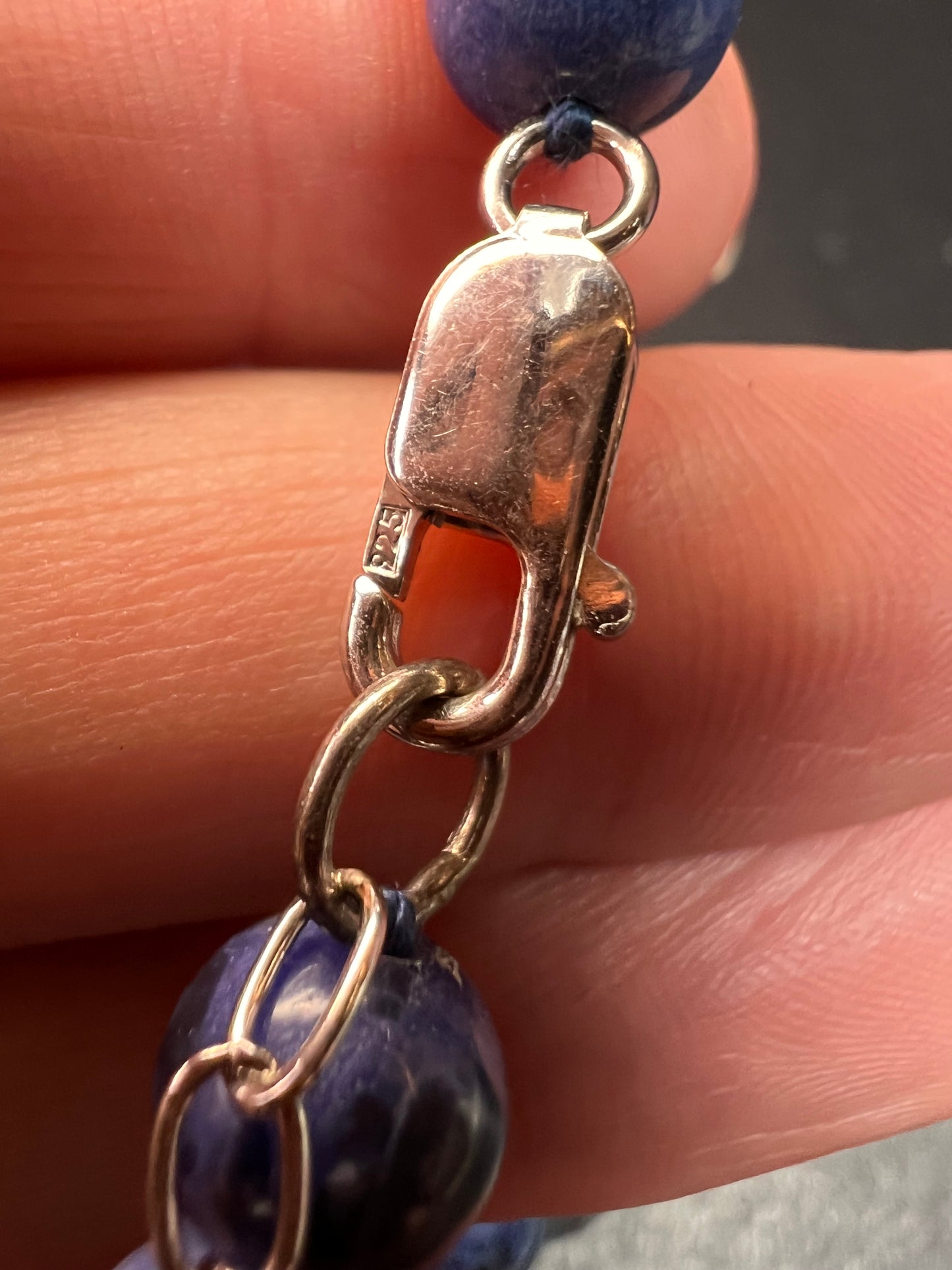 NEW sodalite and hematite necklace with sterling silver clasp