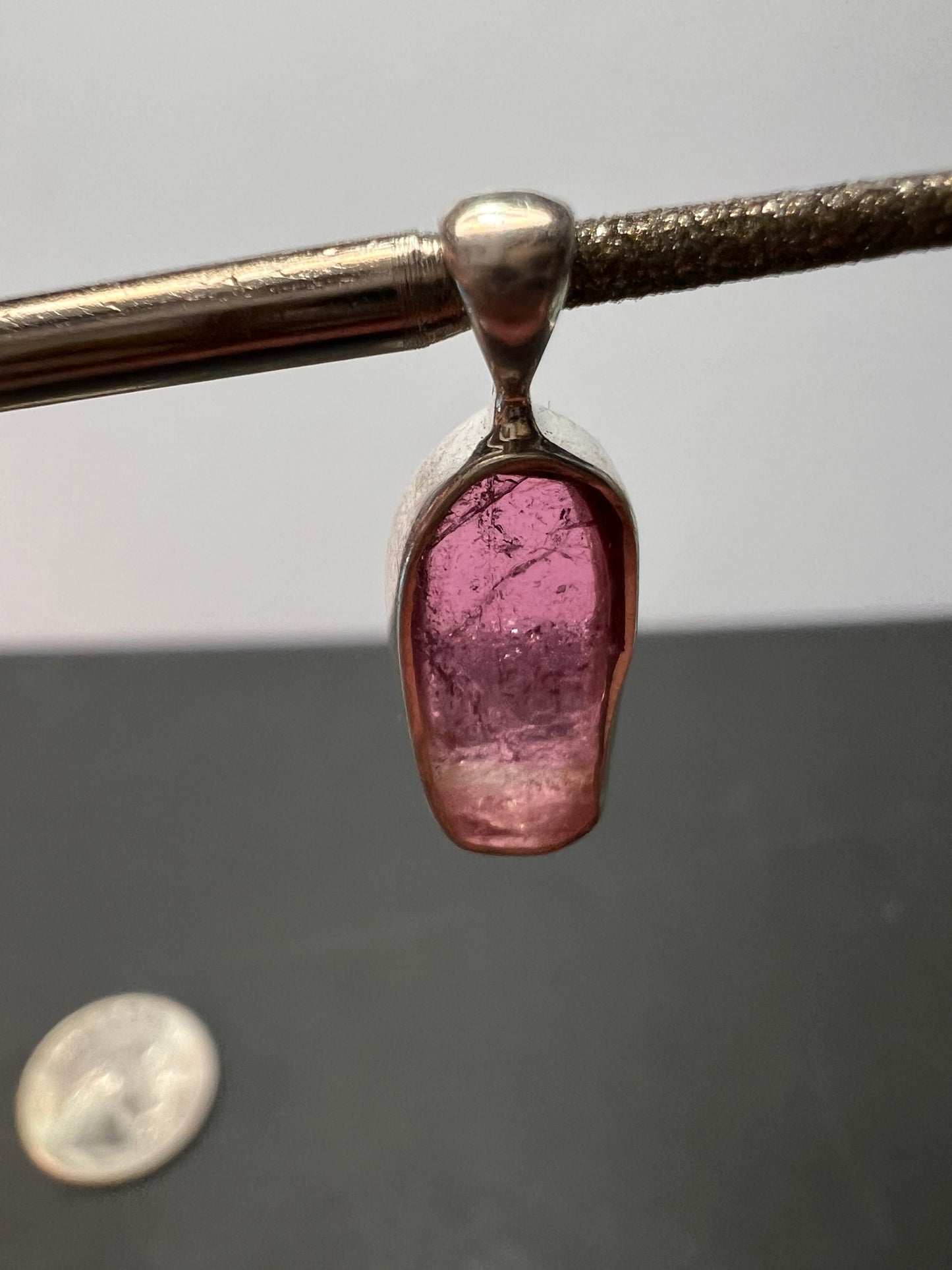 NEW pink/ bi color tourmaline sterling silver pendant 1.28 grams