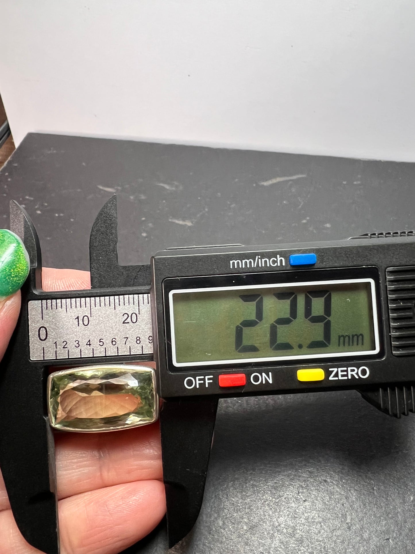 NEW cushion cut Prasiolite sterling silver ring size 7 10.83 grams