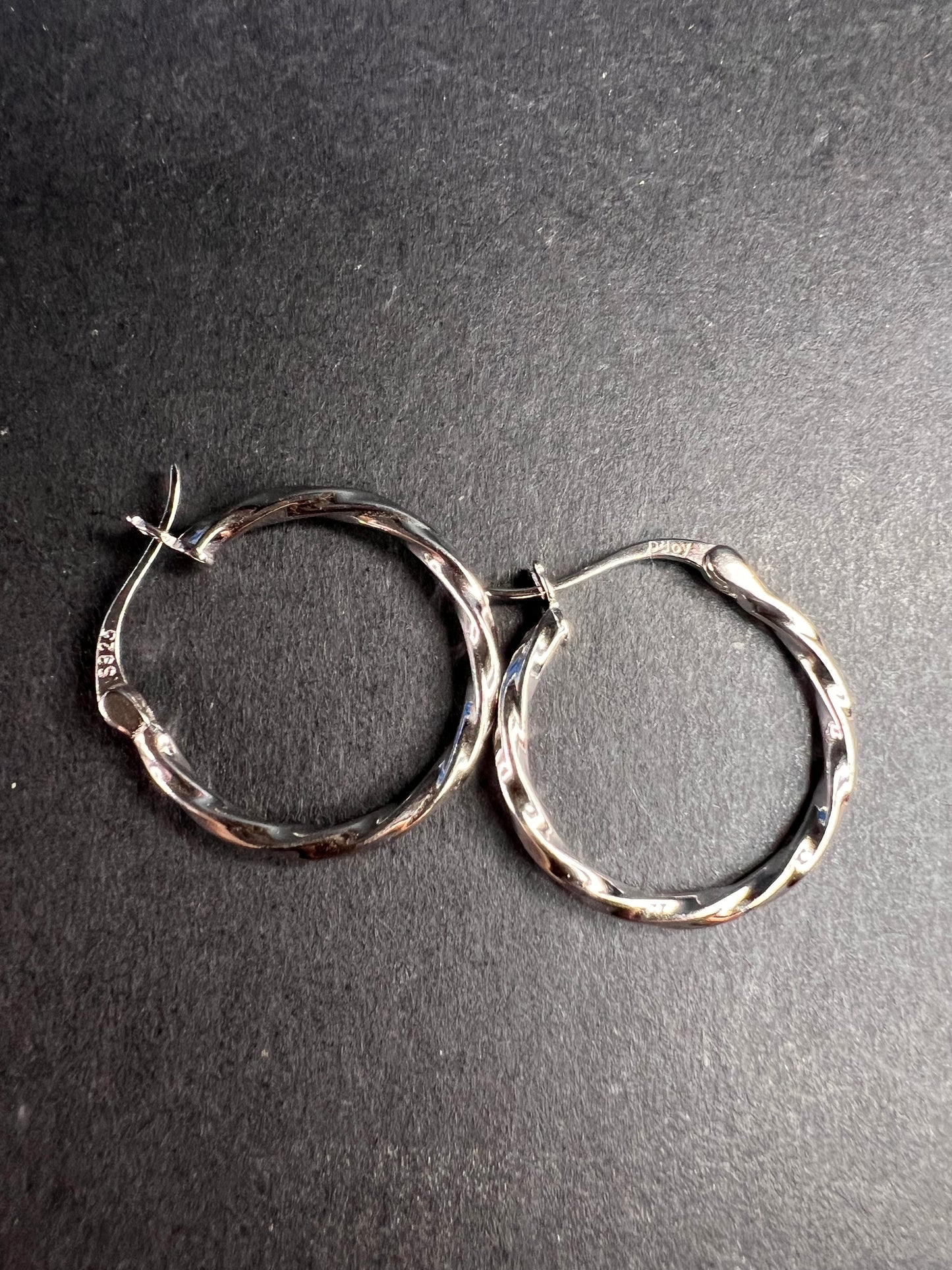 NEW sterling silver rhodium plate twisted hoop earrings