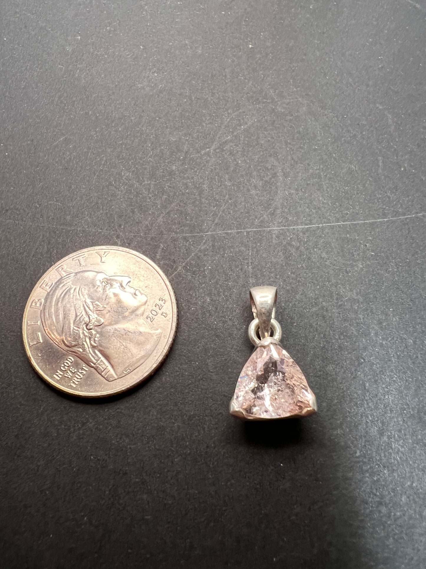 NEW Morganite trillium gemstone sterling silver pendant 2.39 grams