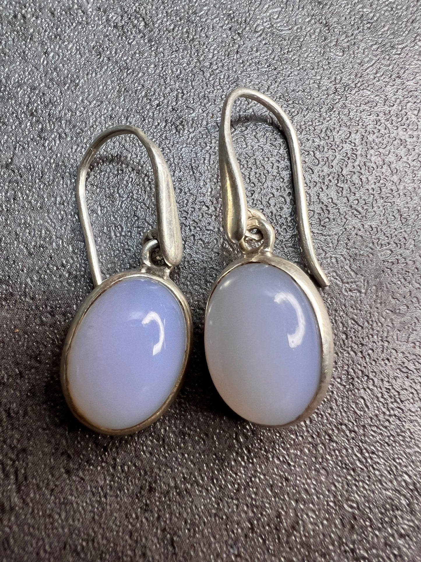 NEW Blue chalcedony sterling silver drop earrings 4.85 grams