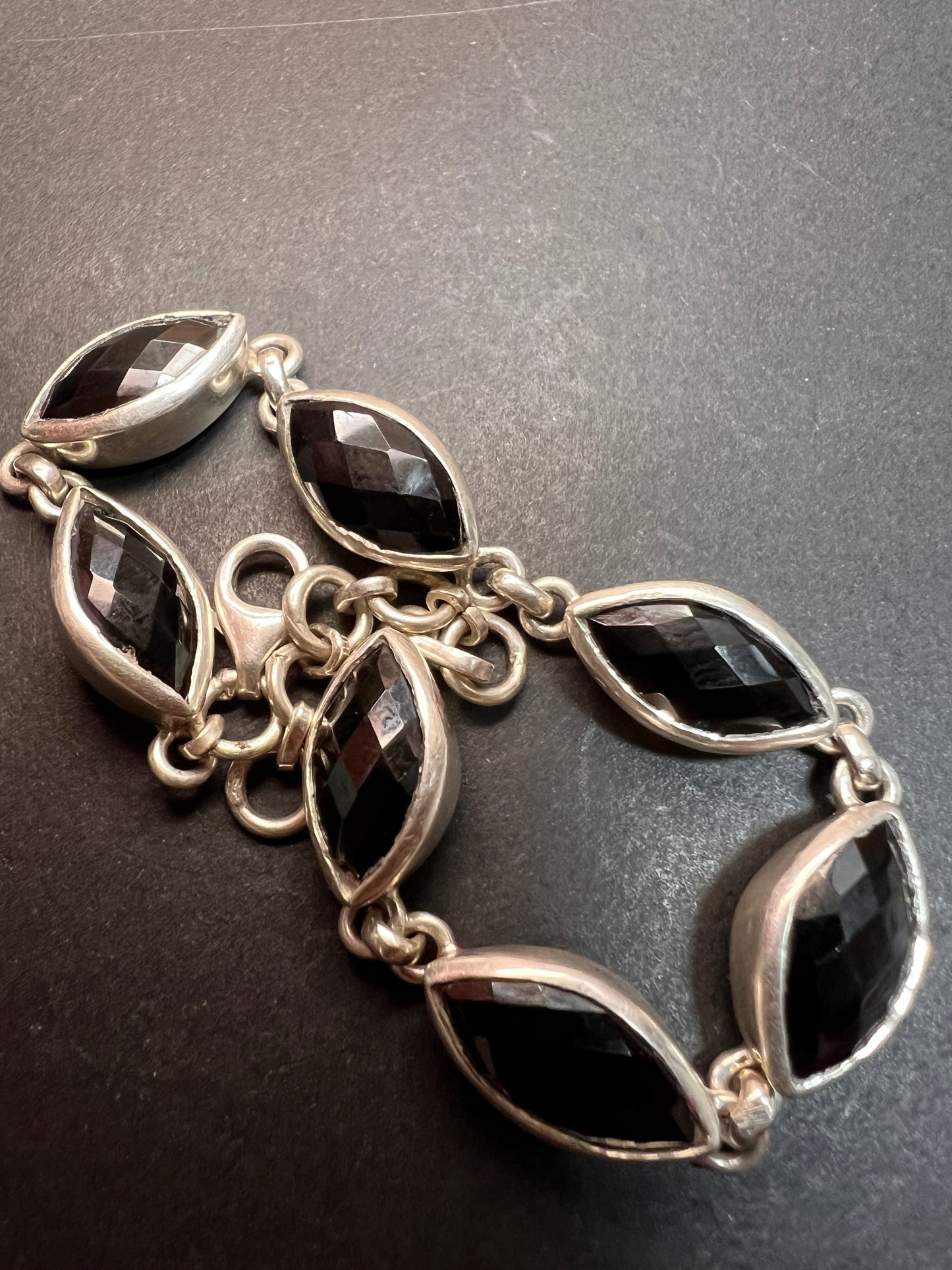 NEW Black onyx sterling silver 8 inch bracelet