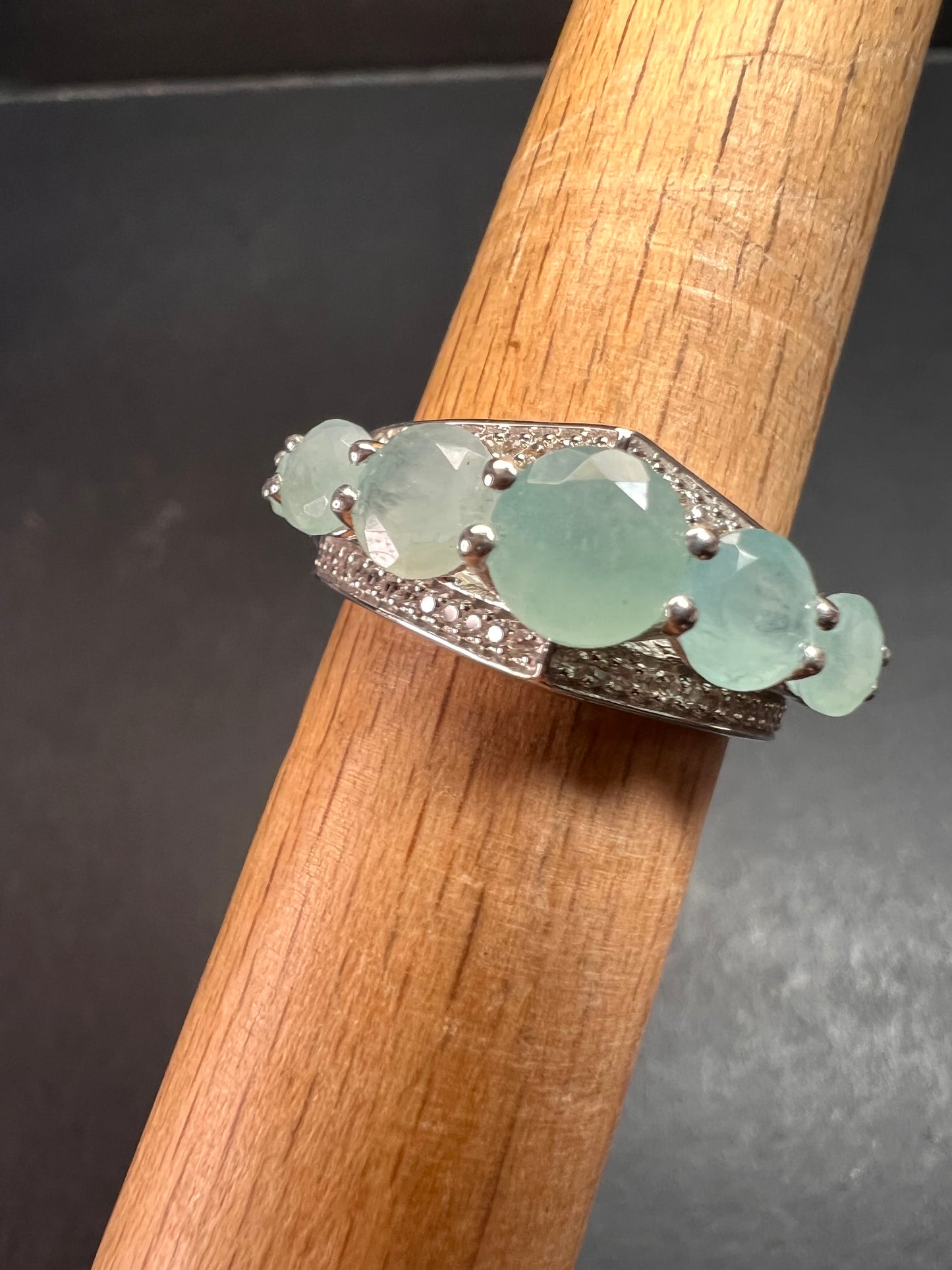 NEW Grandidierite and zircon sterling silver ring size 8