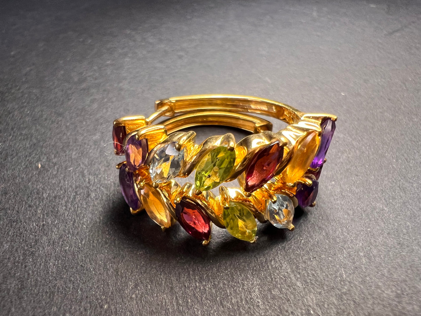 NEW multi gemstone hoop earrings in vermeil gold over sterling silver