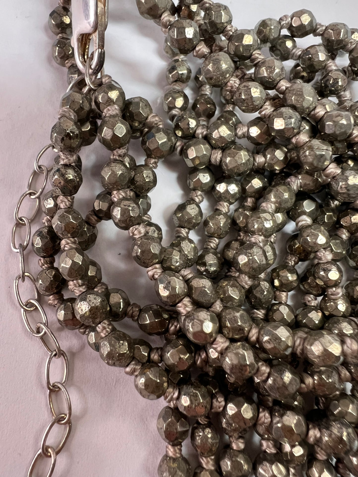 NEW pyrite multi strand necklace with sterling silver clasp