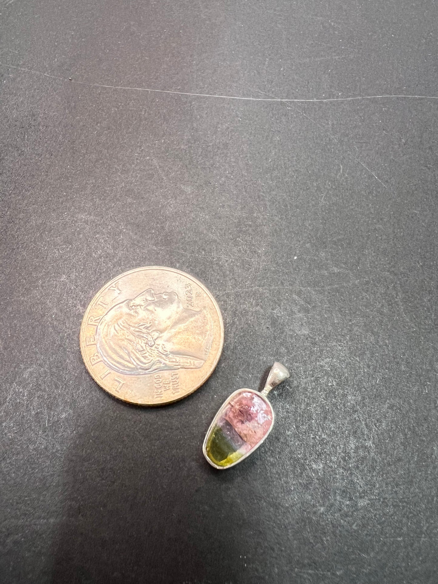 NEW Watermelon tourmaline sterling silver pendant 1.12 grams