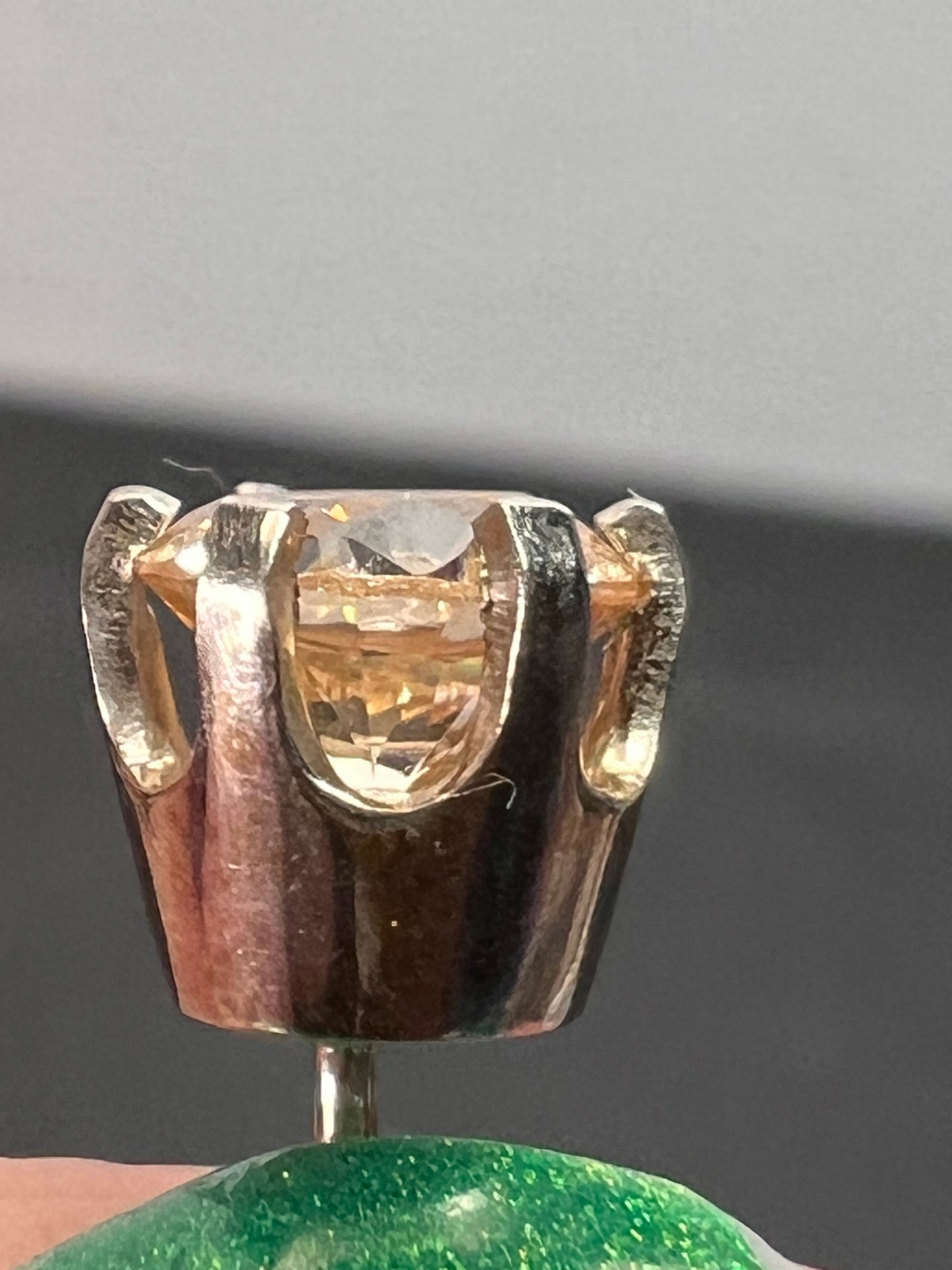 14k white gold champagne 2ctw CZ stud earrings 6.7mm