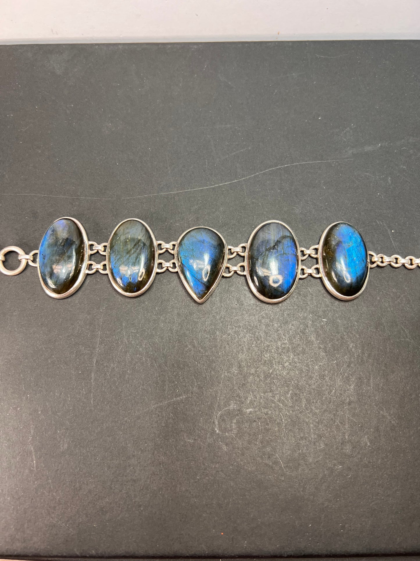 NEW Labradorite Sterling silver chunky toggle bracelet 6.5-7.75 inch 55 grams