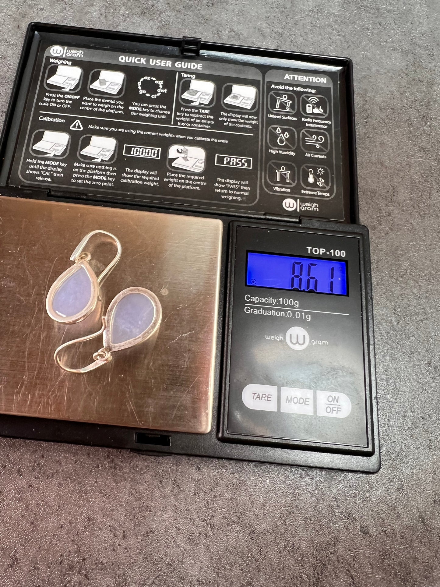 NEW Blue chalcedony sterling silver drop earrings 8.61 grams