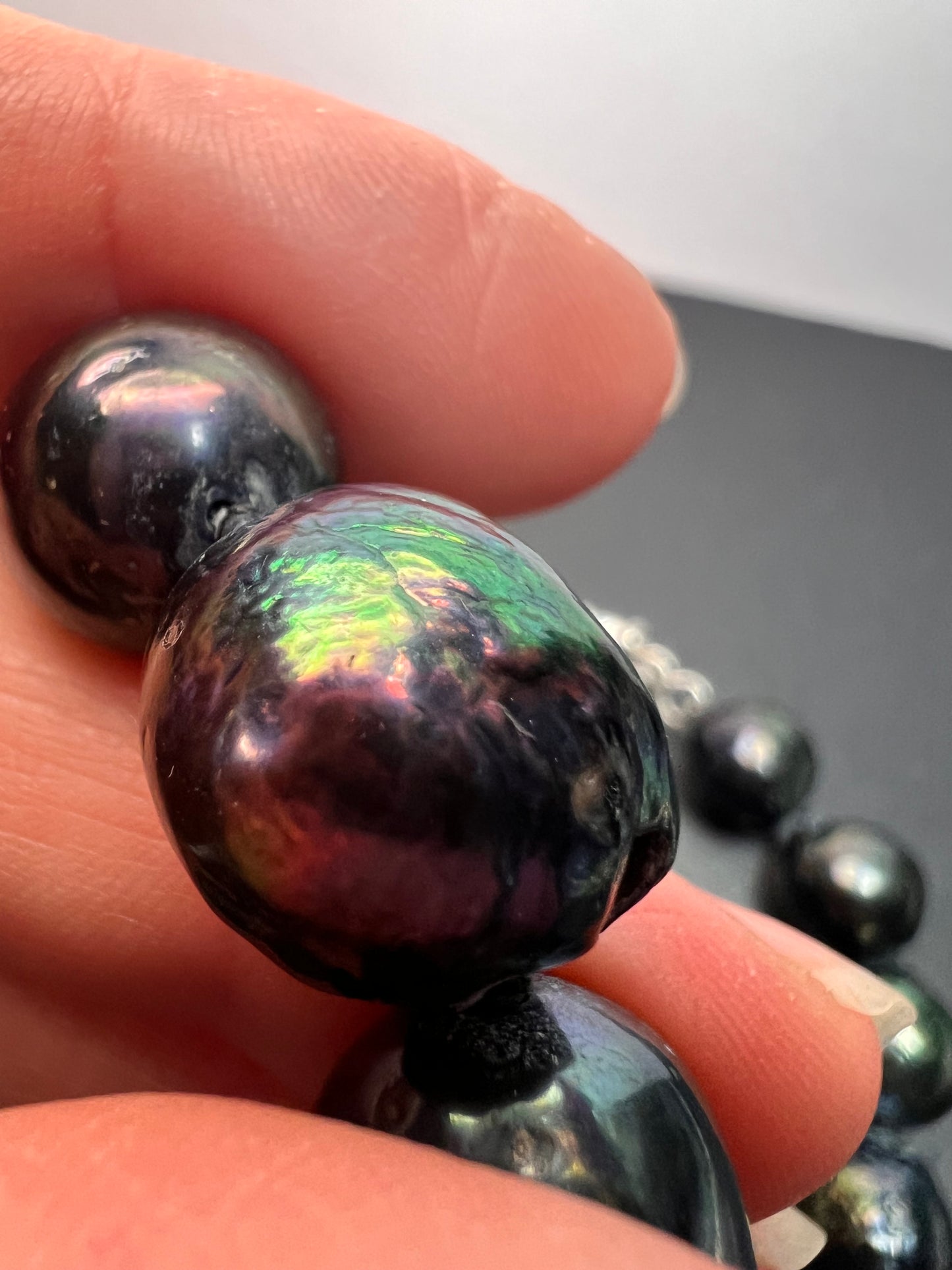 13mm Tahitian peacock baroque pearl 22 inch necklace with sterling silver clasp