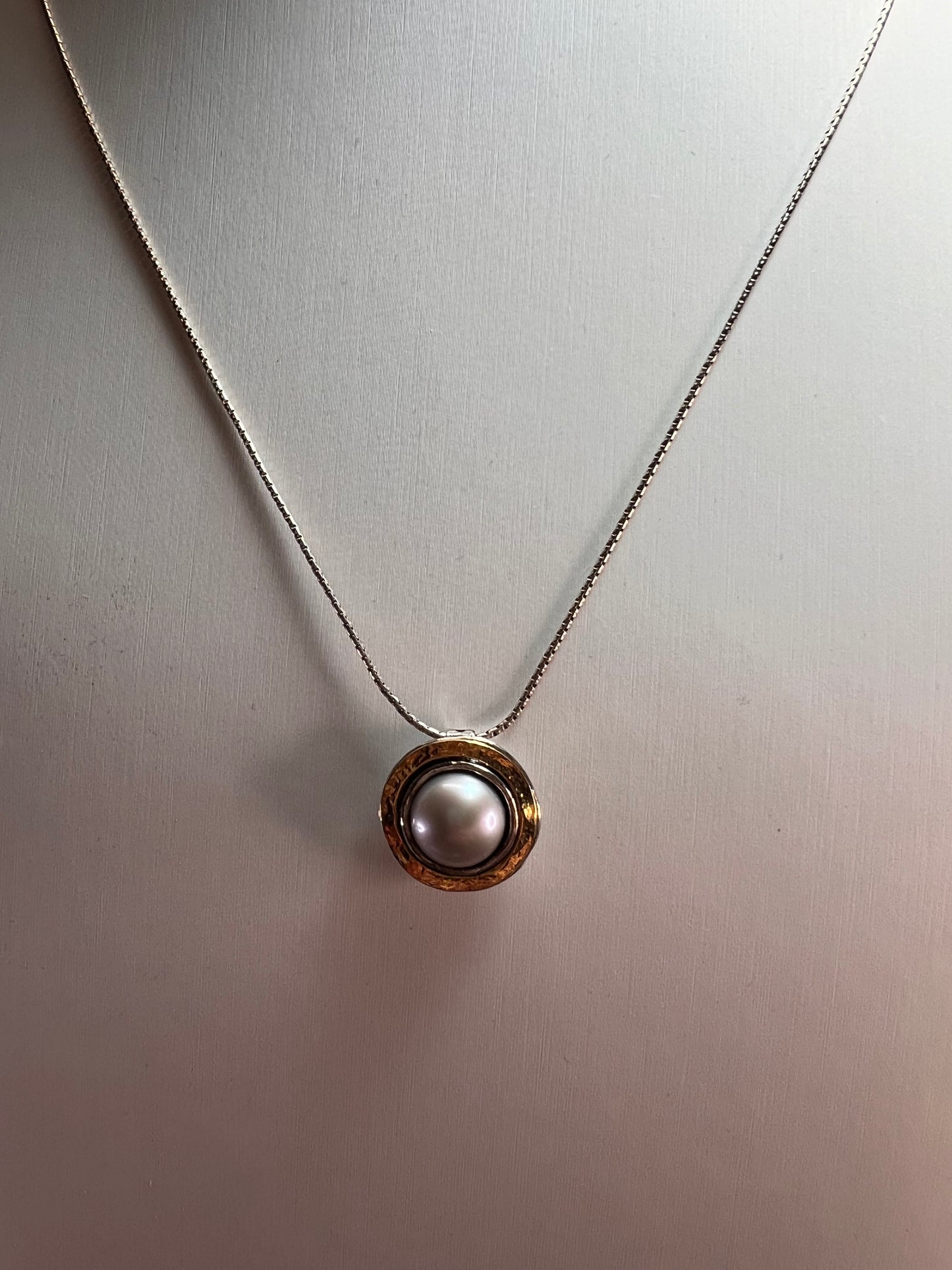 Silver Cultured Freshwater Pearl Sterling Silver With 14k Yellow Gold Over Accent Necklace