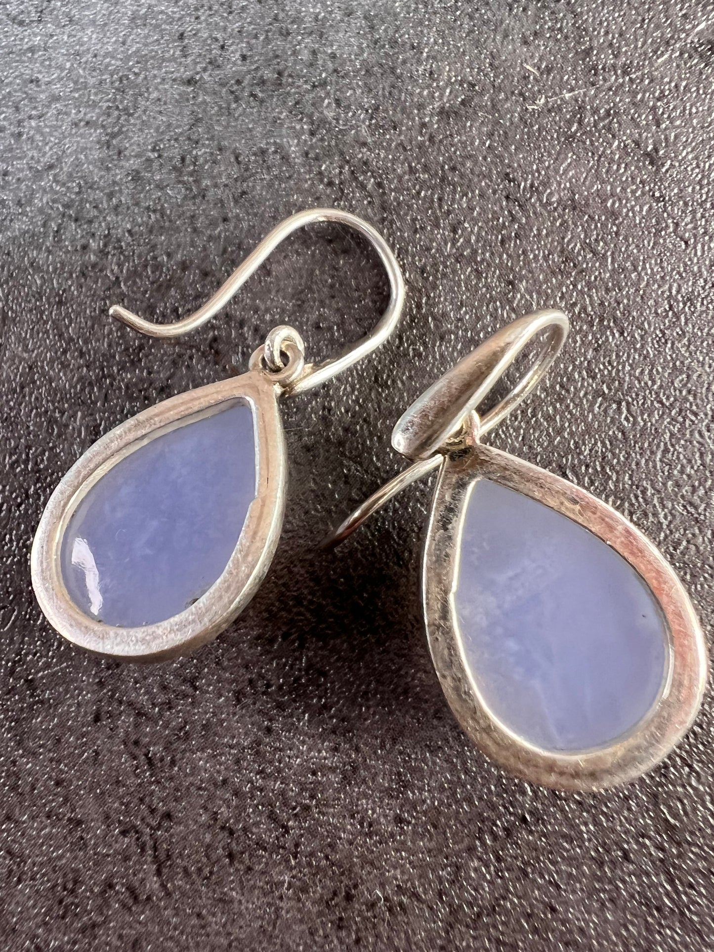 NEW Blue chalcedony sterling silver drop earrings 8.61 grams