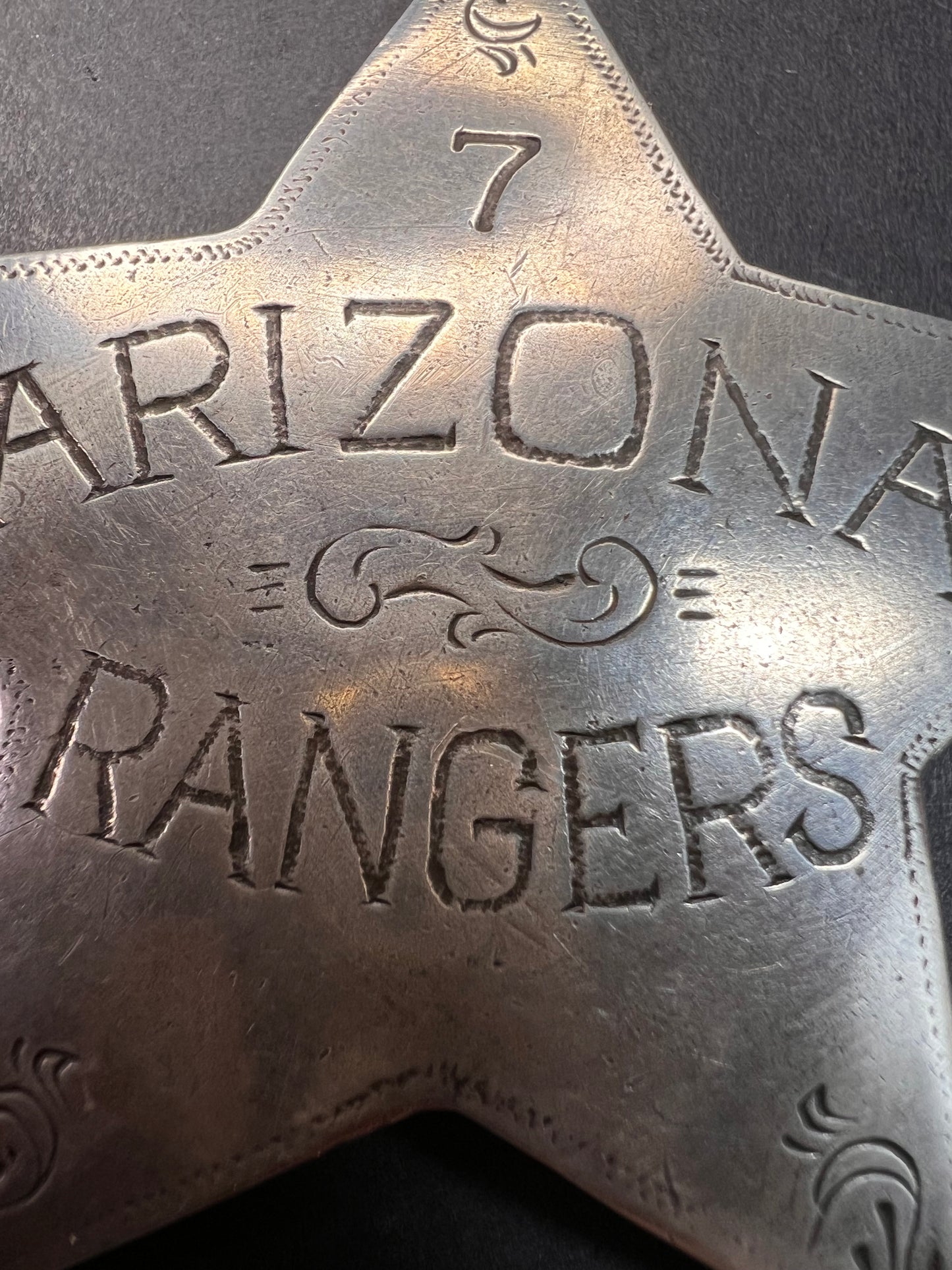 Vintage sterling silver Arizona Rangers 7 badge pin