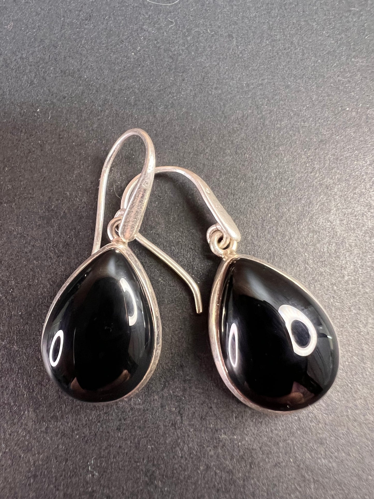 NEW Black onyx sterling silver teardrop earrings 7.57 grams