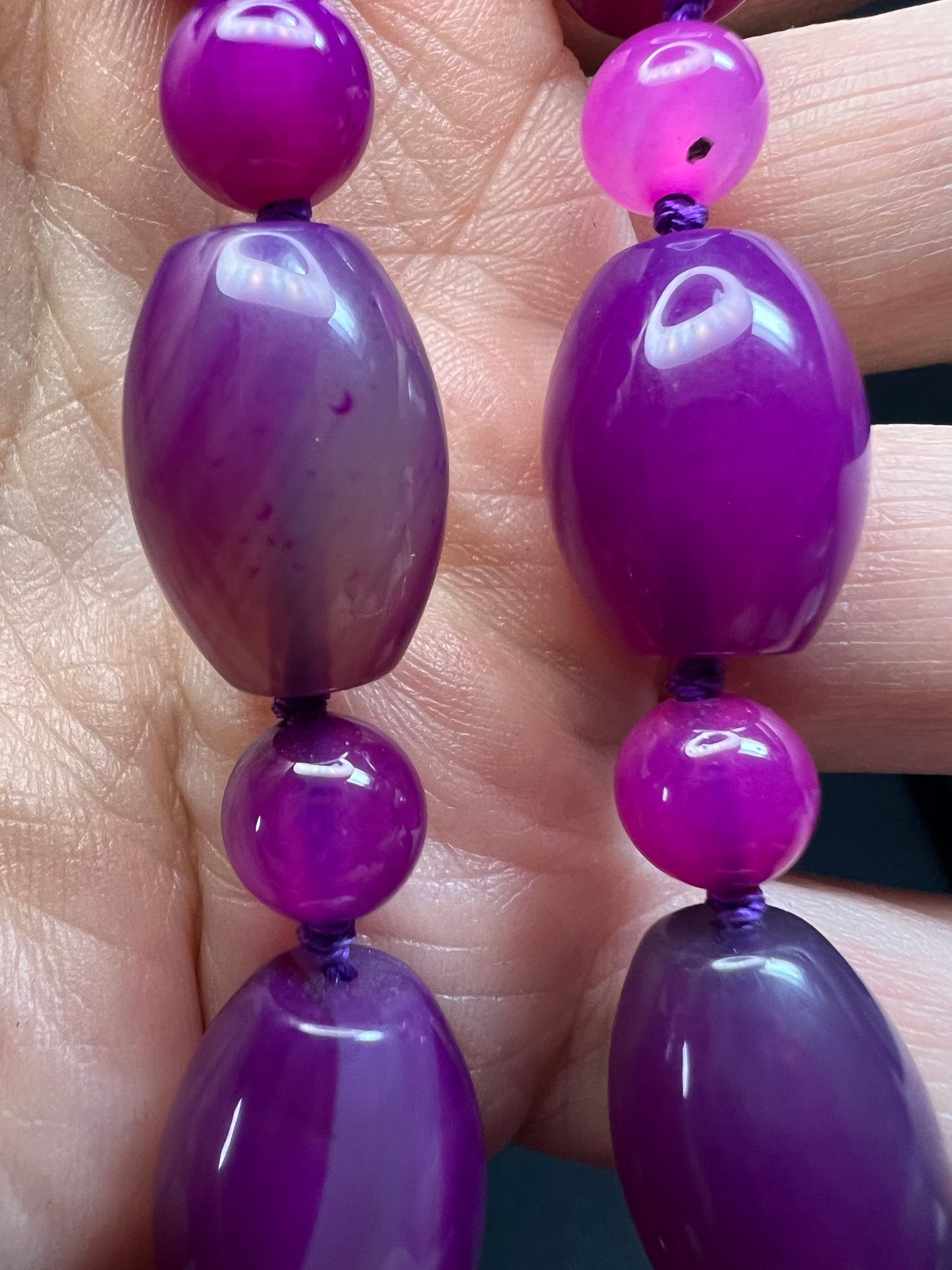 NEW purple agate 18 inch necklace with sterling silver clasp