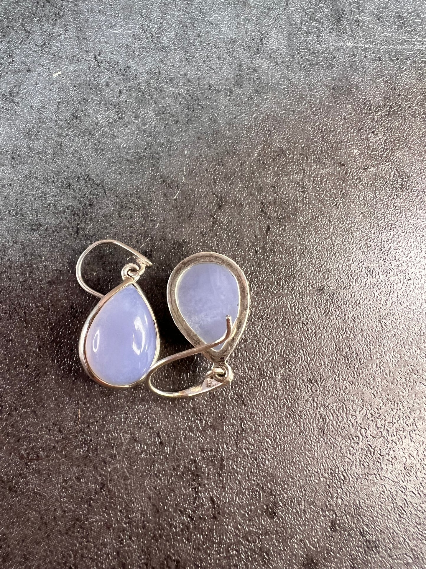 NEW Blue chalcedony sterling silver drop earrings 8.61 grams