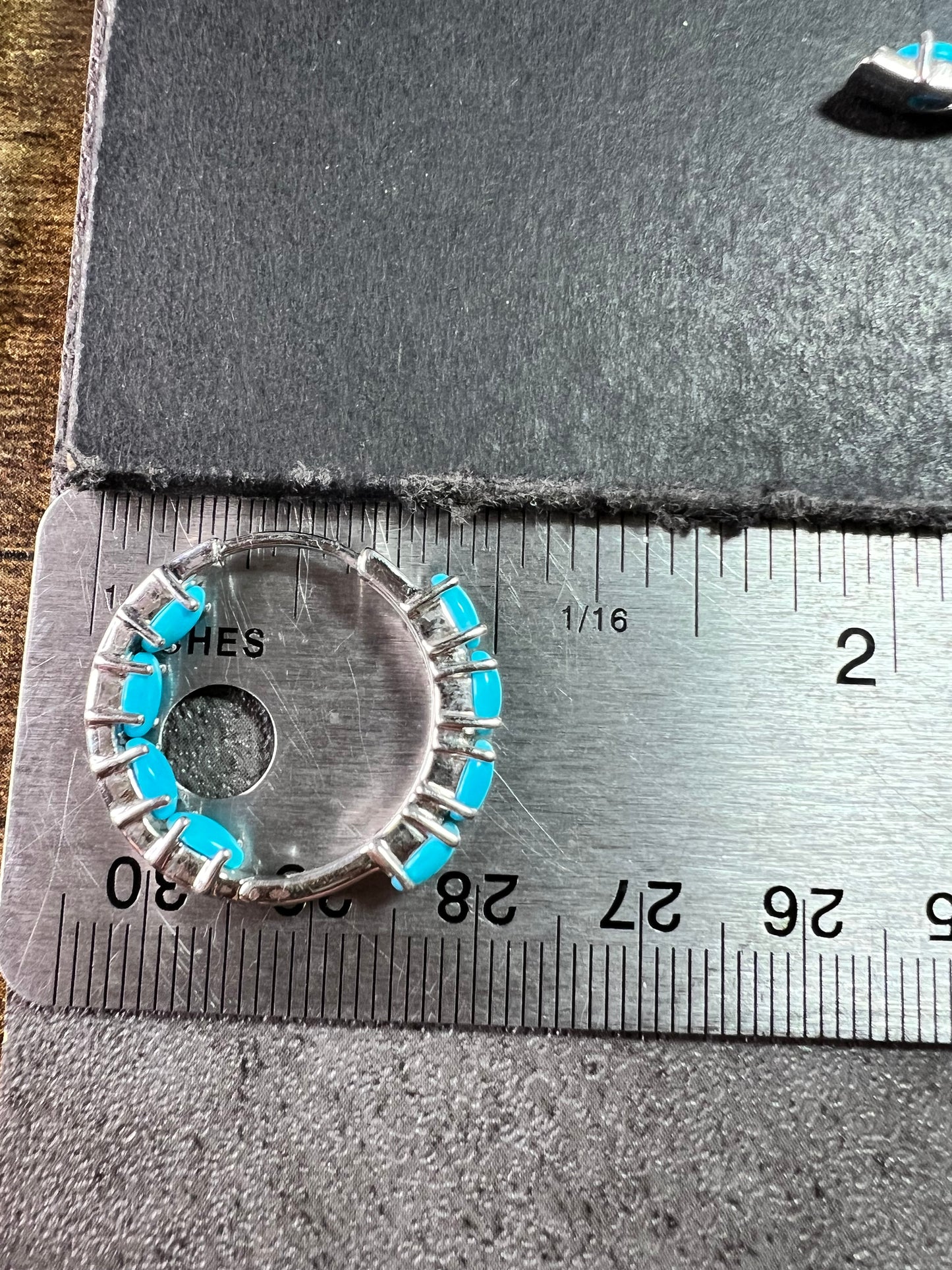 Sterling Silver Turquoise Inside Out Hoop Earrings 925 Estate Like New