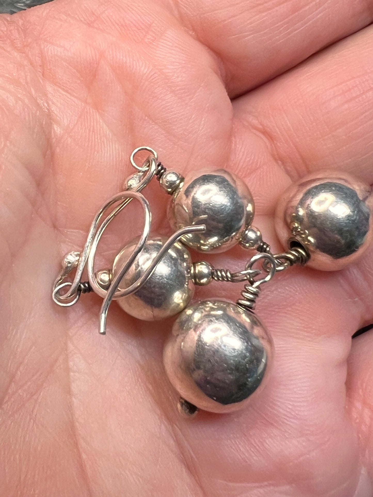 Vintage sterling silver graduated ball dangling earrings