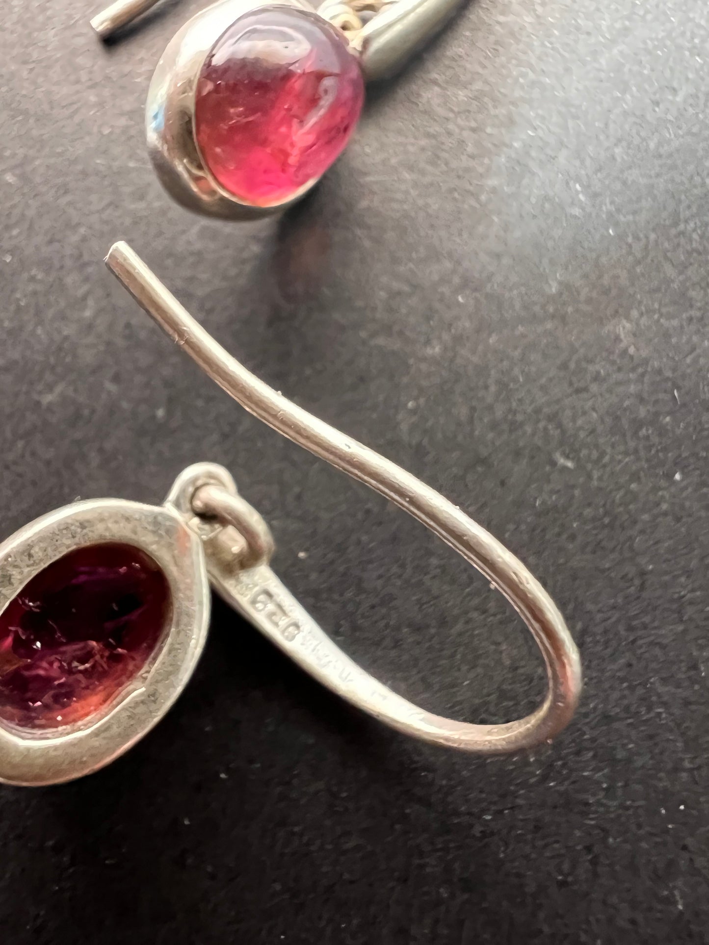 NEW Rubellite sterling silver dangle earrings 3.39 grams