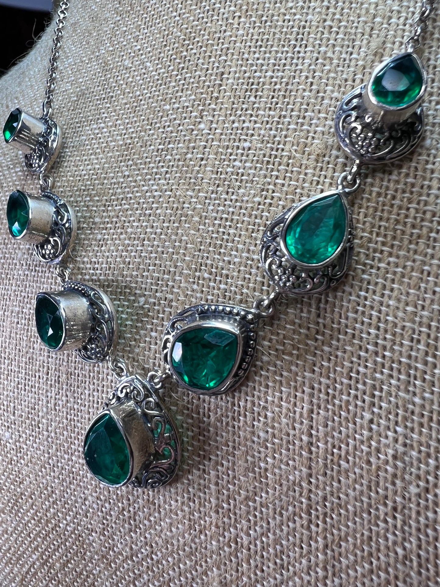 The Green Queen Quartz and sterling silver vintage necklace