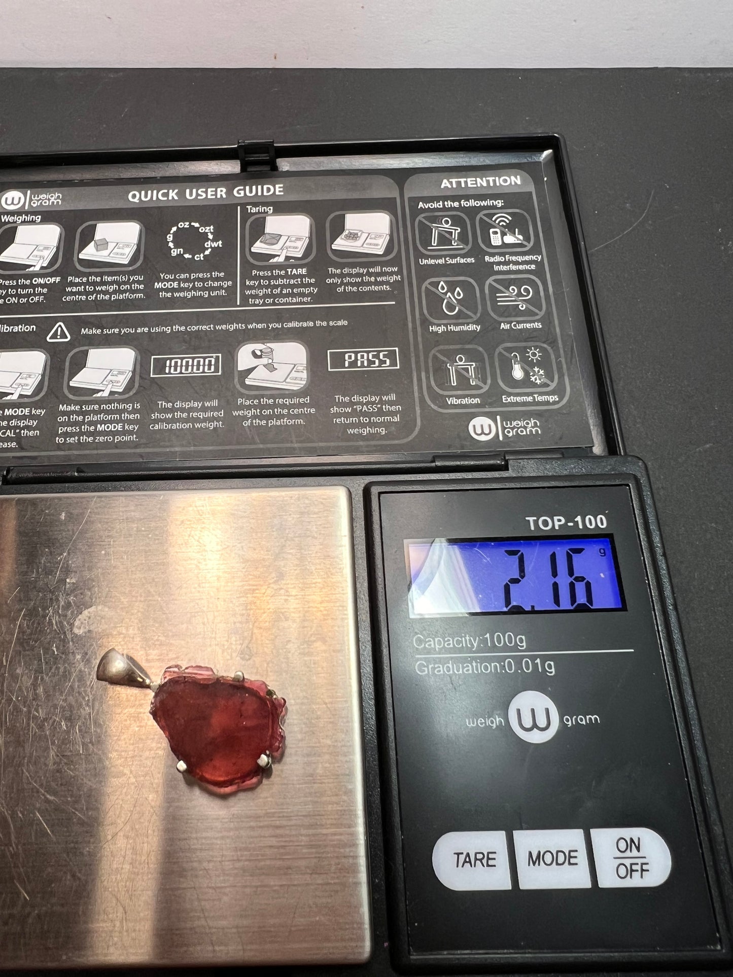 NEW Pink tourmaline sterling silver pendant 2.16 grams