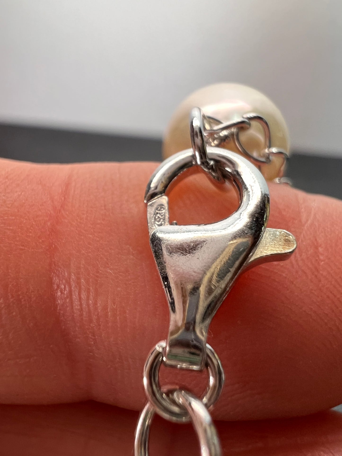 NEW White Cultured Freshwater Pearl Rhodium Over Sterling Silver Necklace 20 inch