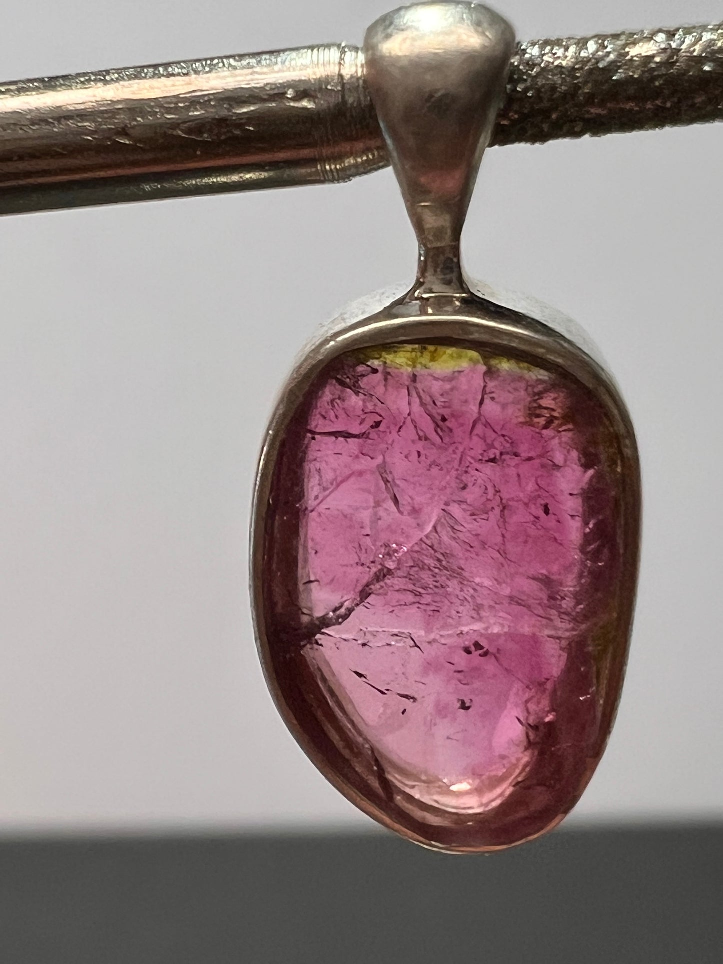 NEW pink/ watermelon tourmaline sterling silver pendant 1.31 grams