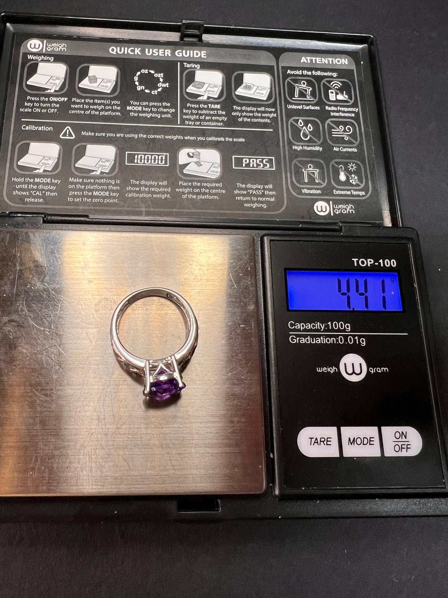 Vintage amethyst and chrome diopside ring in sterling silver size 7