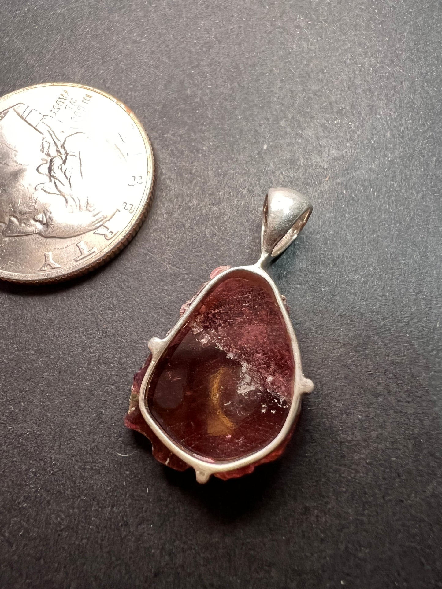 NEW Pink tourmaline sterling silver pendant 2.16 grams