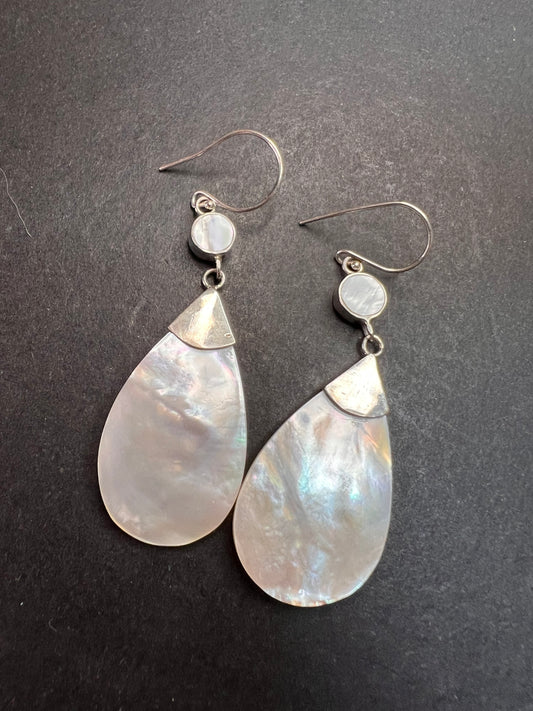 Mother of pearl sterling silver dangle earrings