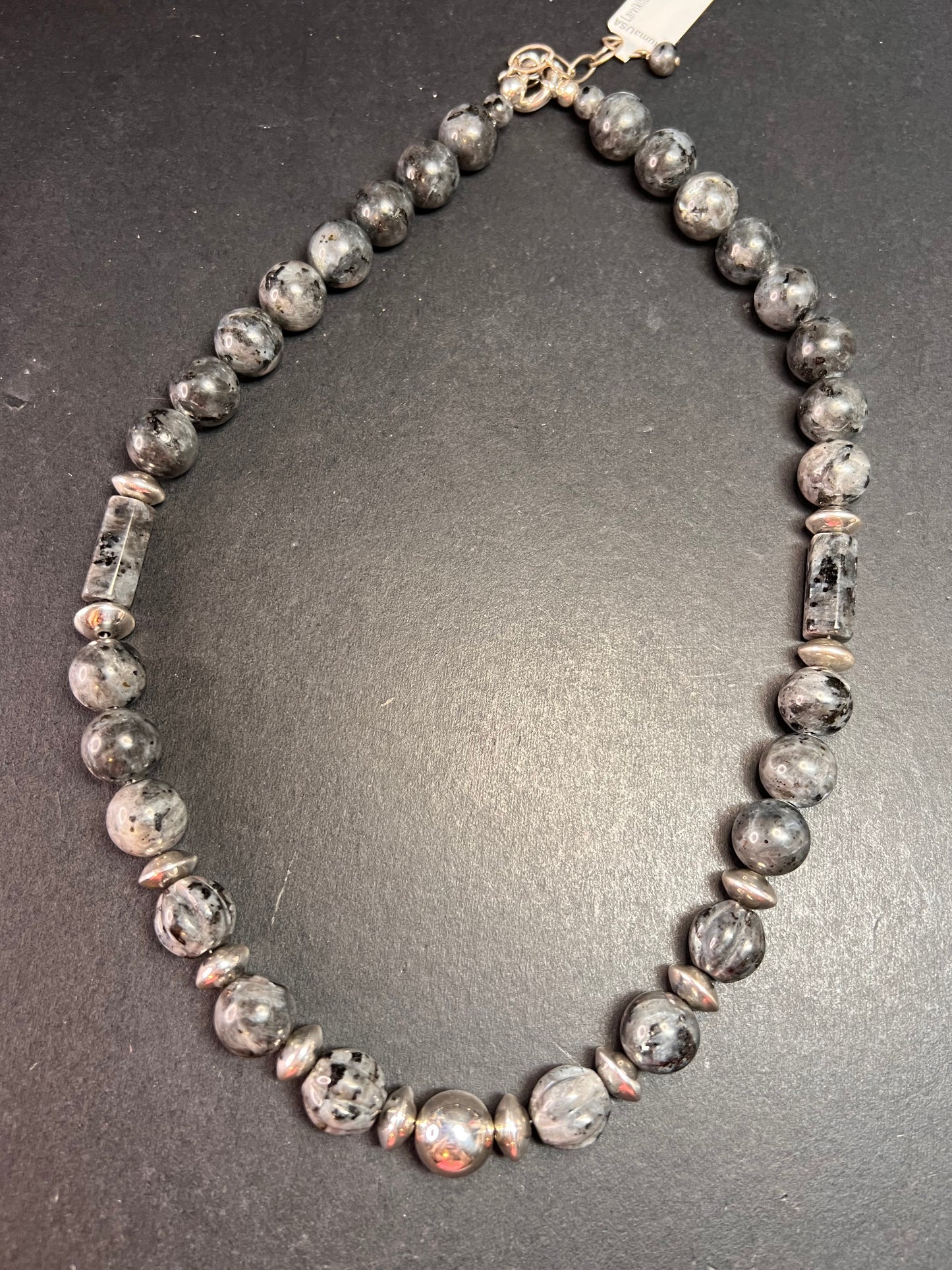 NEW Larvakite and sterling silver necklace