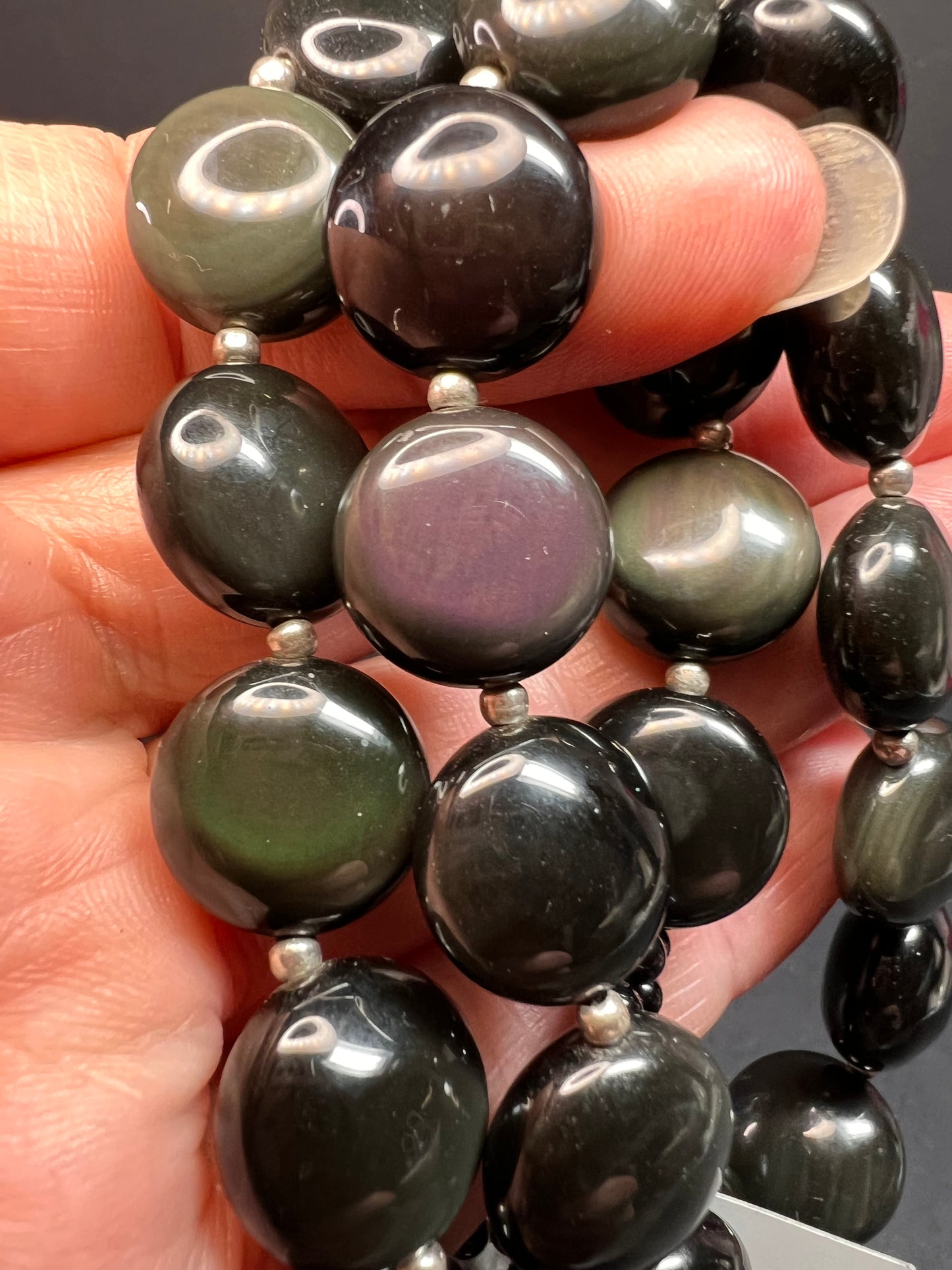 NEW rainbow obsidian and sterling silver necklace