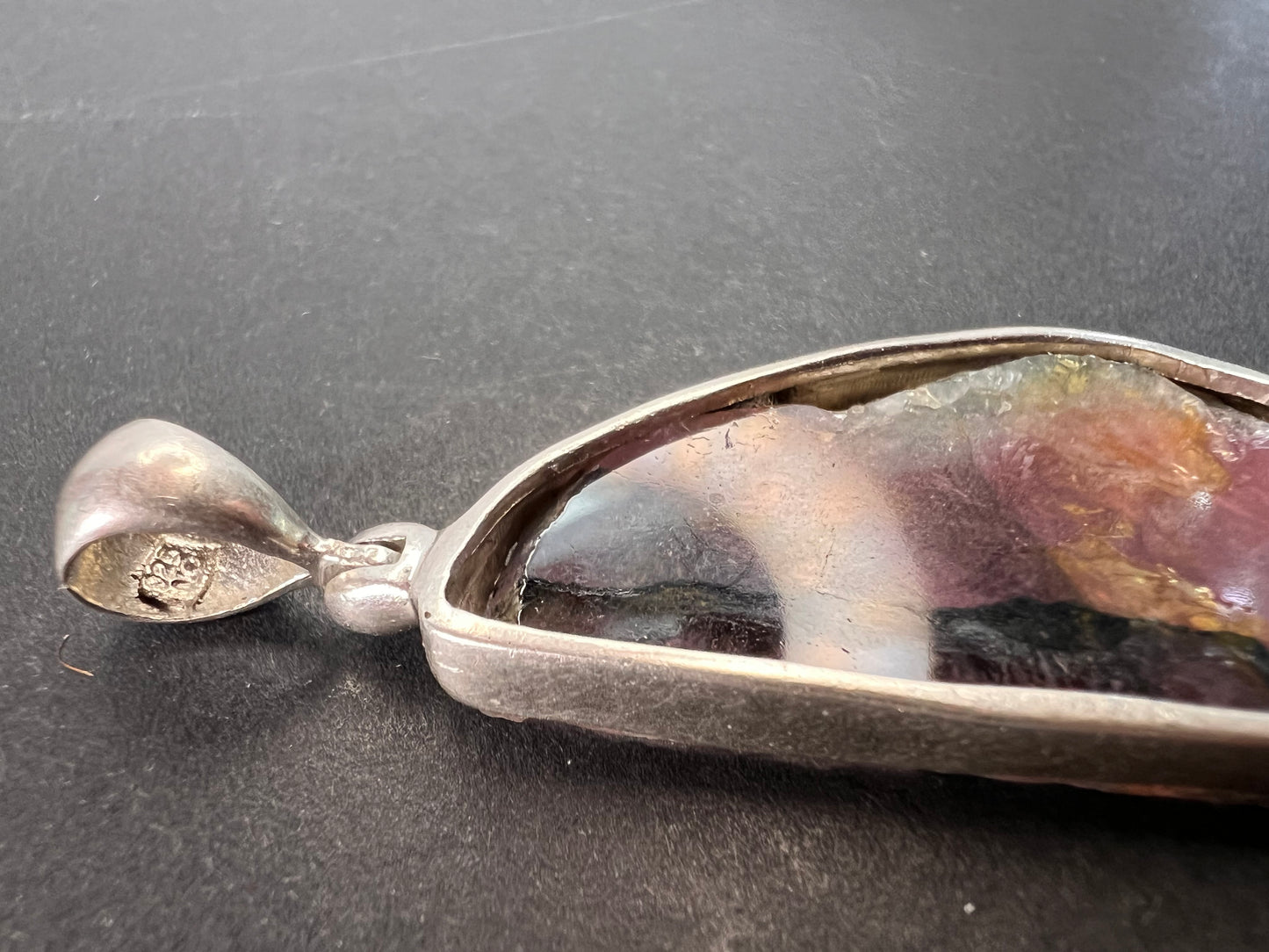 NEW Watermelon multi tourmaline sterling silver pendant 7.91 grams