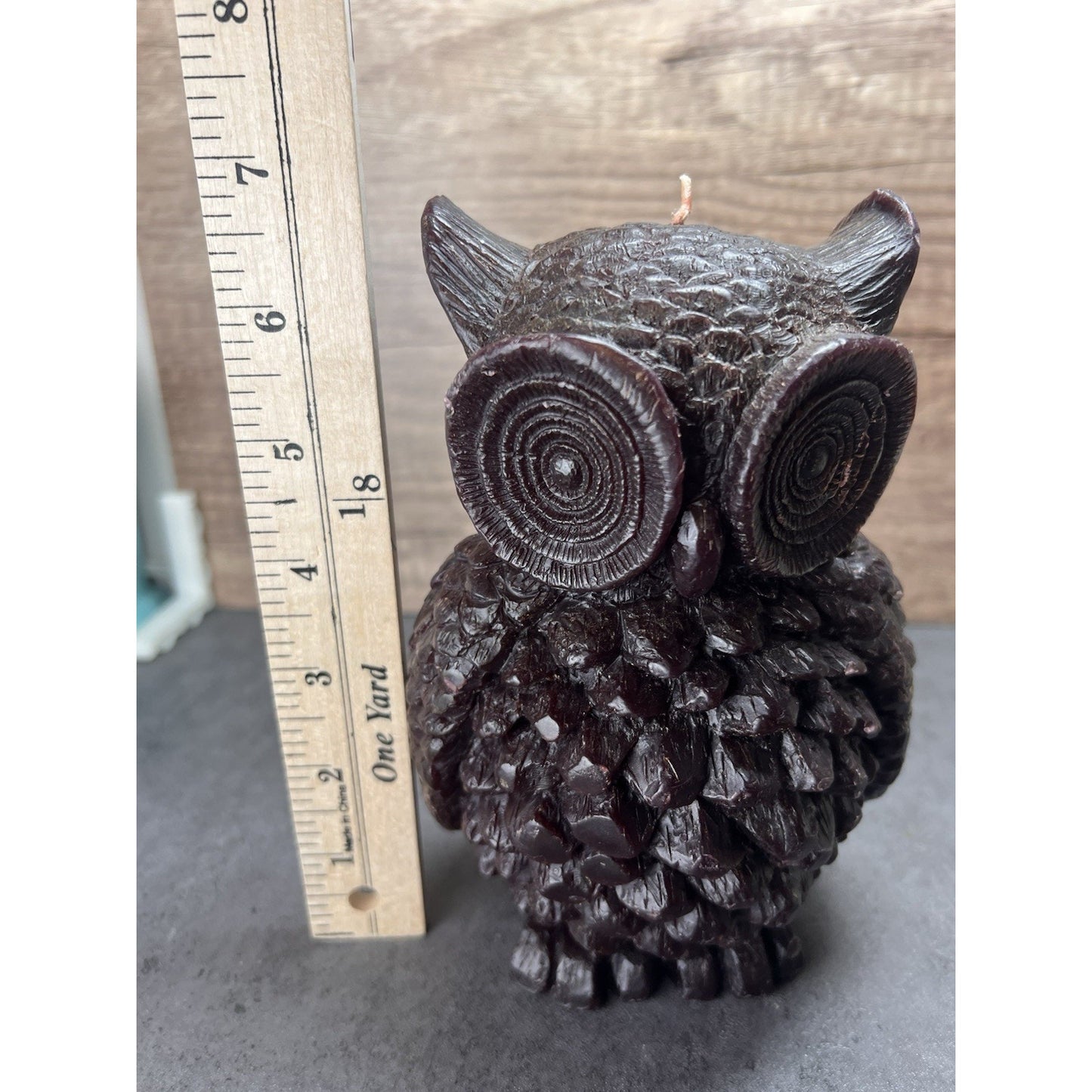 Vtg Wax Owl Sculpture Candle Large 6.75" Handmade Art Collectable