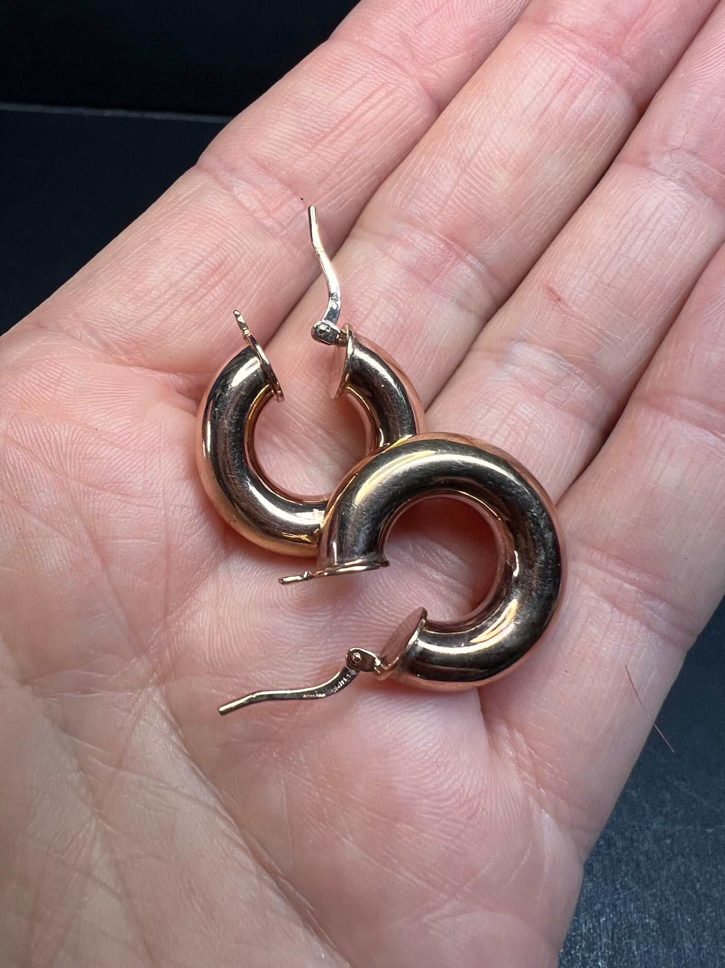 Rose gold over bronze hoop earrings