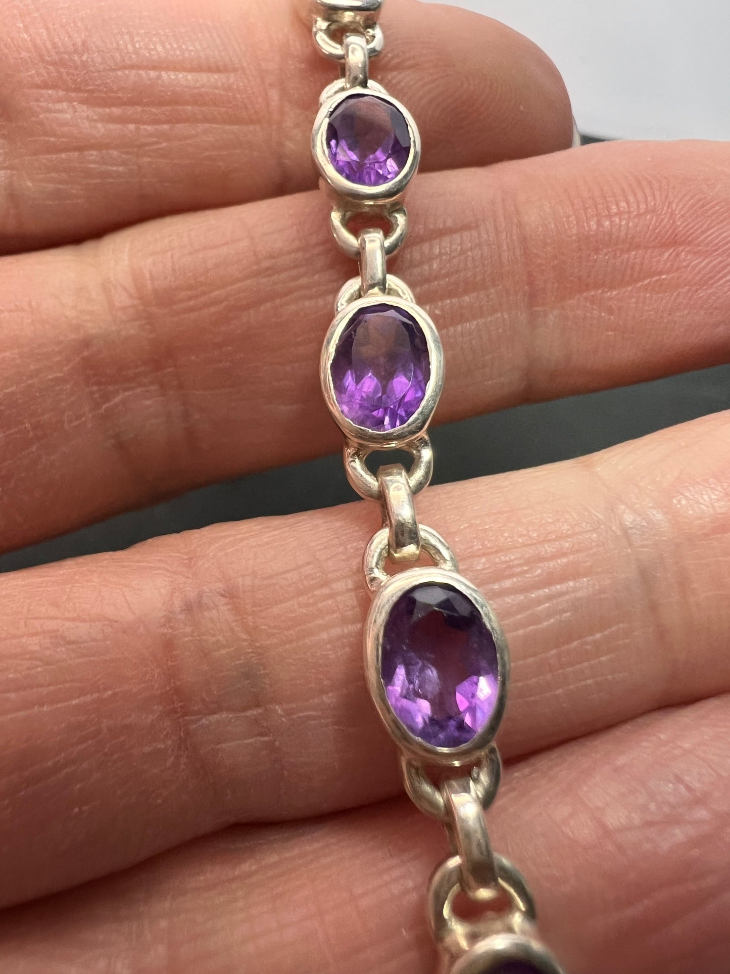 NEW sterling silver amethyst link bracelet